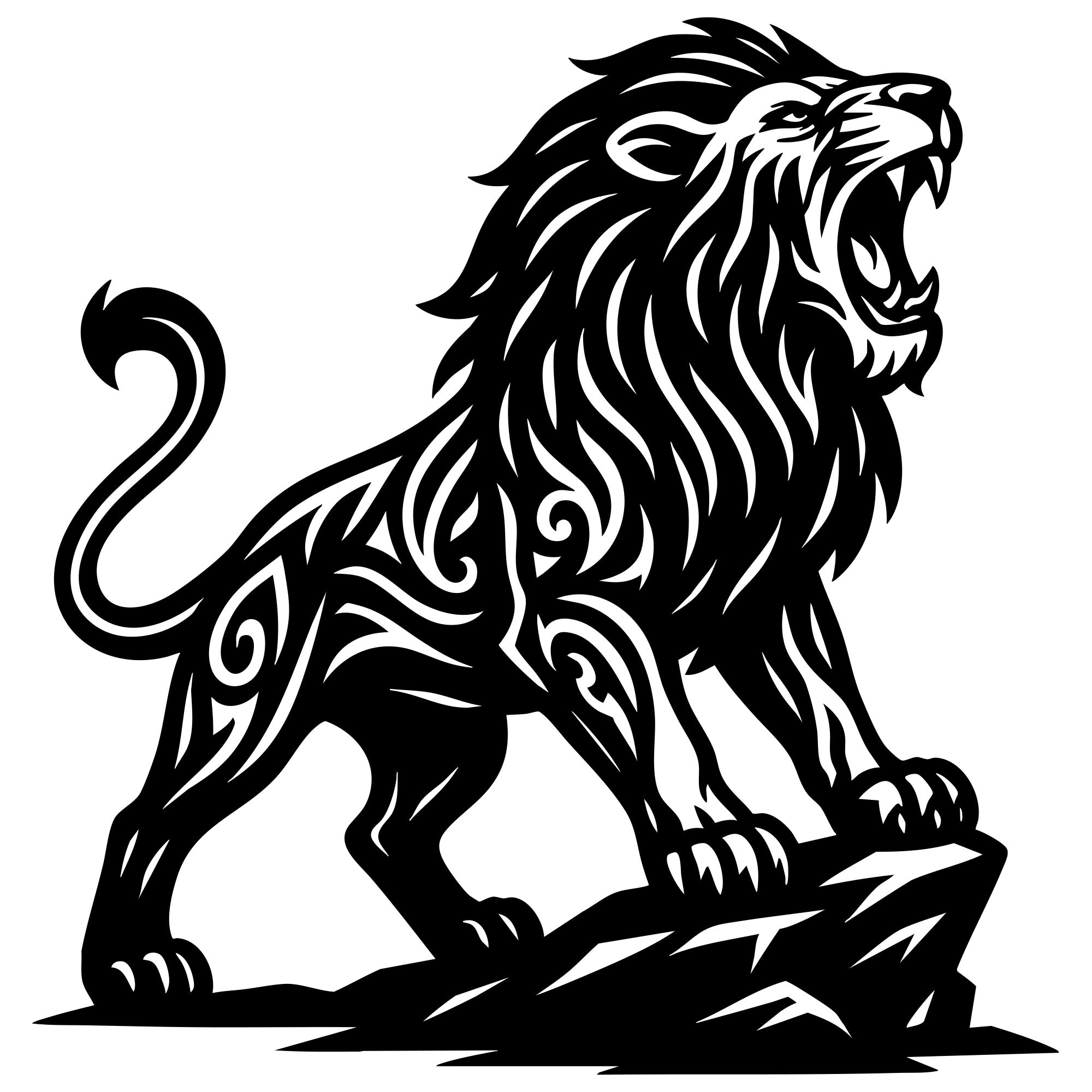 Zentangle Lion DXF File – CNC Cutting Design | AWLION9