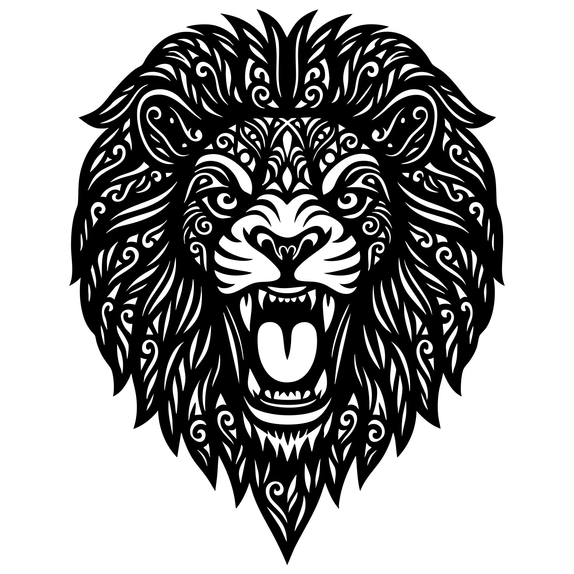 Zentangle Lion Head DXF File – CNC Cutting Design | AWLION116