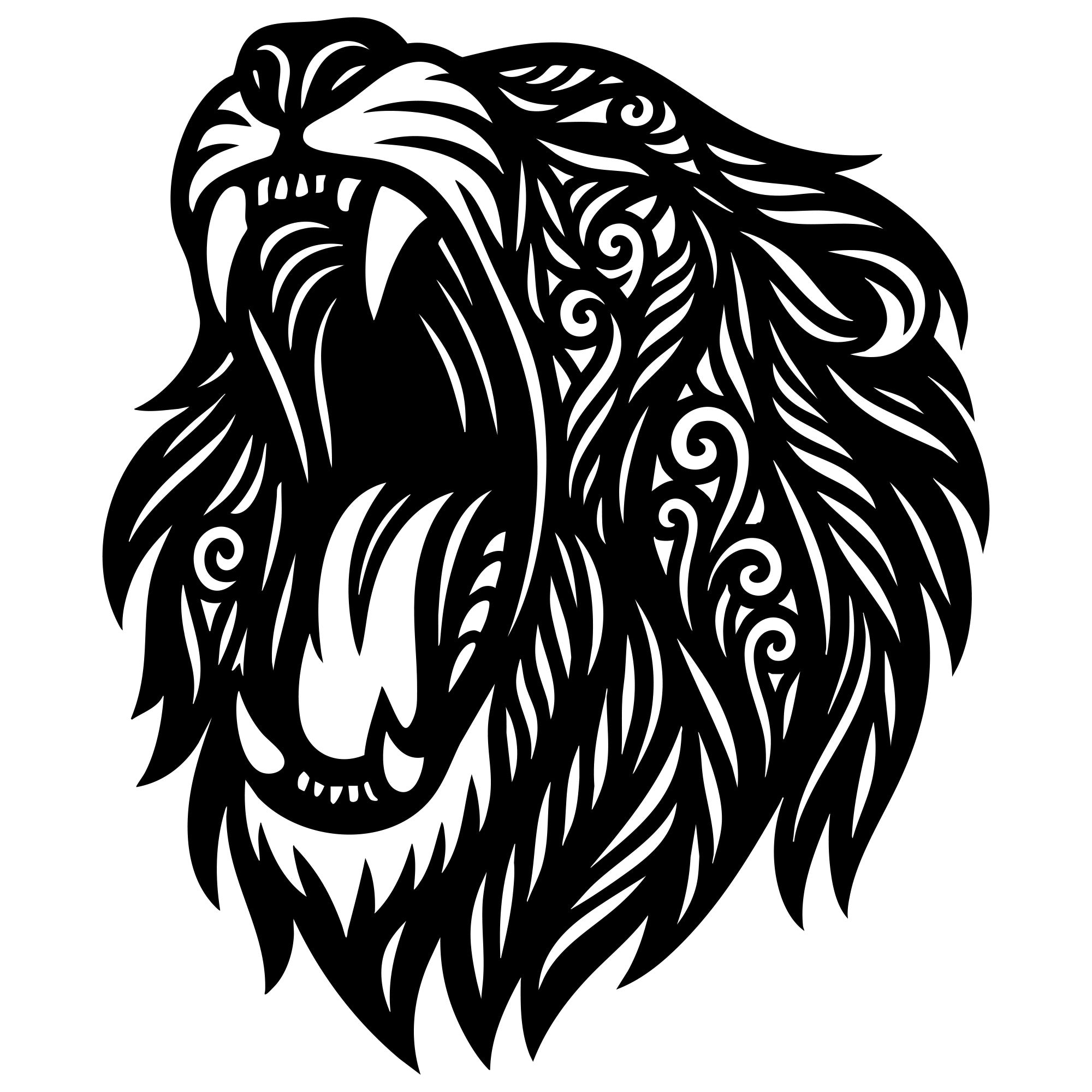 Zentangle Lion Head DXF File – CNC Cutting Design | AWLION119