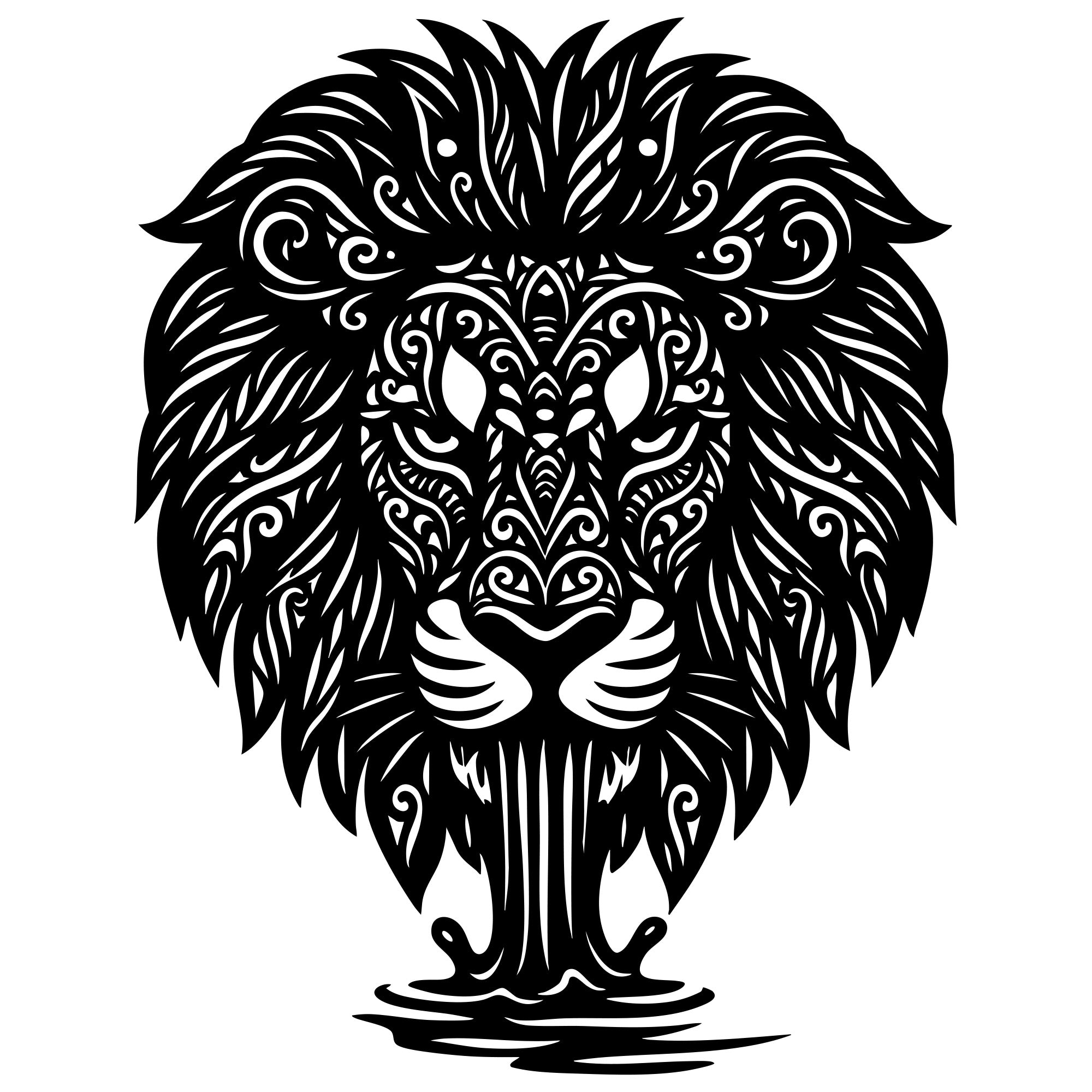 Zentangle Lion Head DXF File – CNC Cutting Design | AWLION124