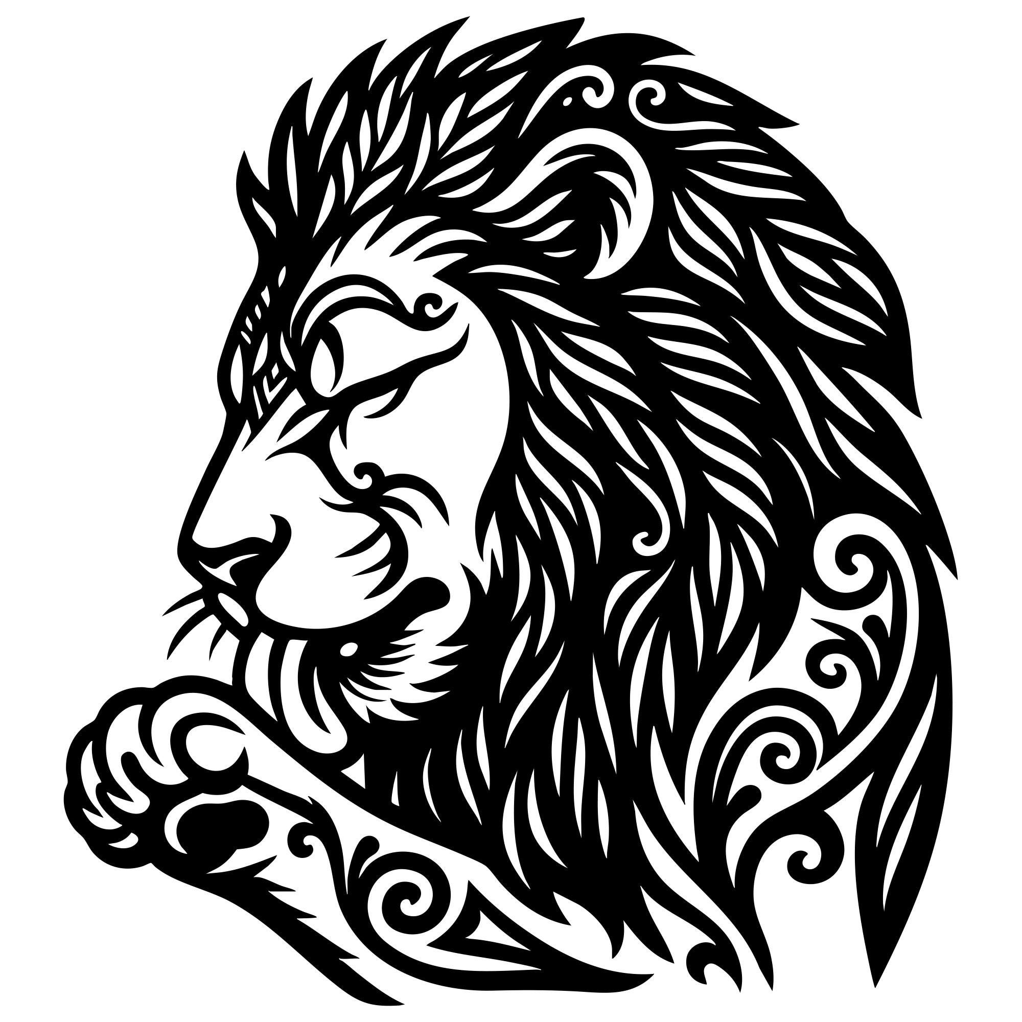 Zentangle Lion Head DXF File – CNC Cutting Design | AWLION134