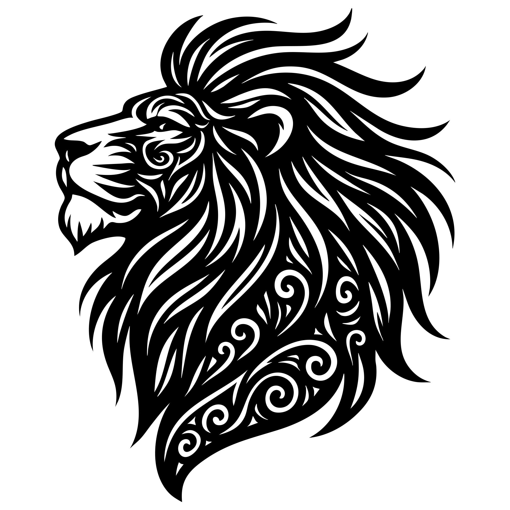 Zentangle Lion Head DXF File – CNC Cutting Design | AWLION143