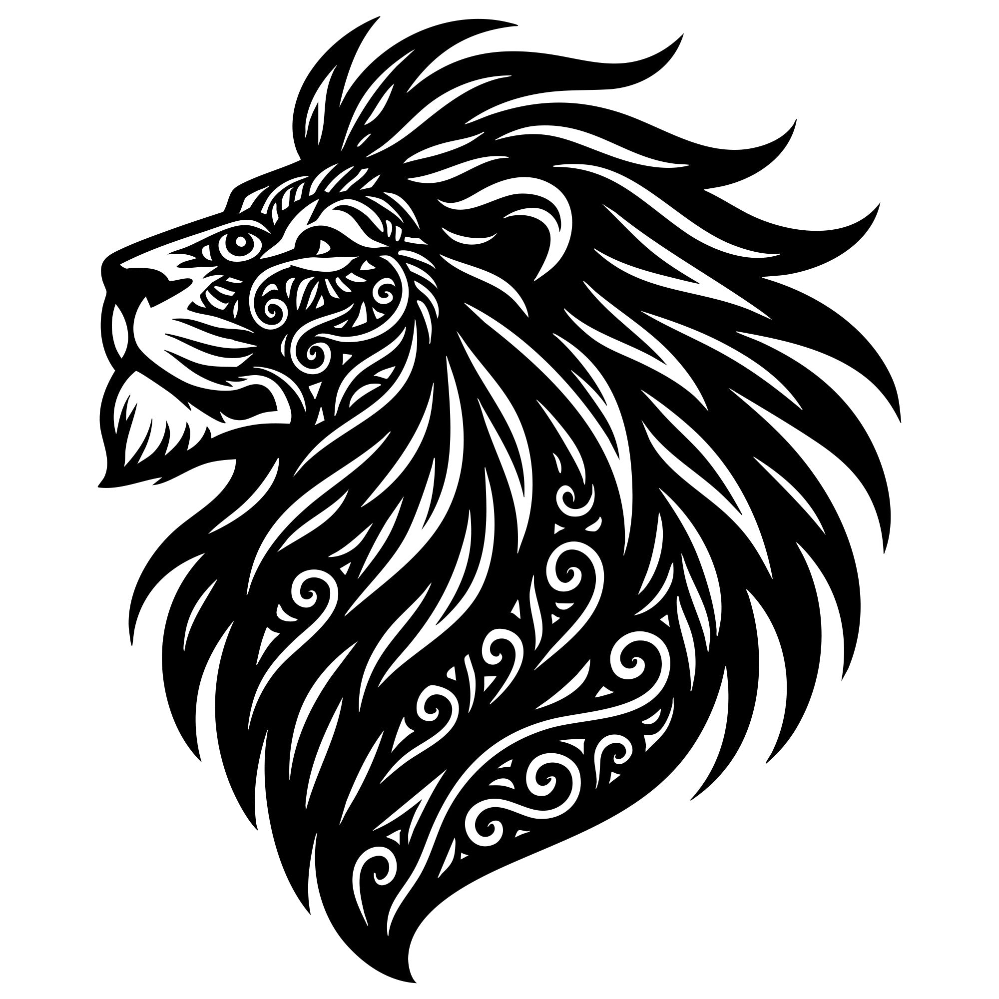 Zentangle Lion Head DXF File – CNC Cutting Design | AWLION144