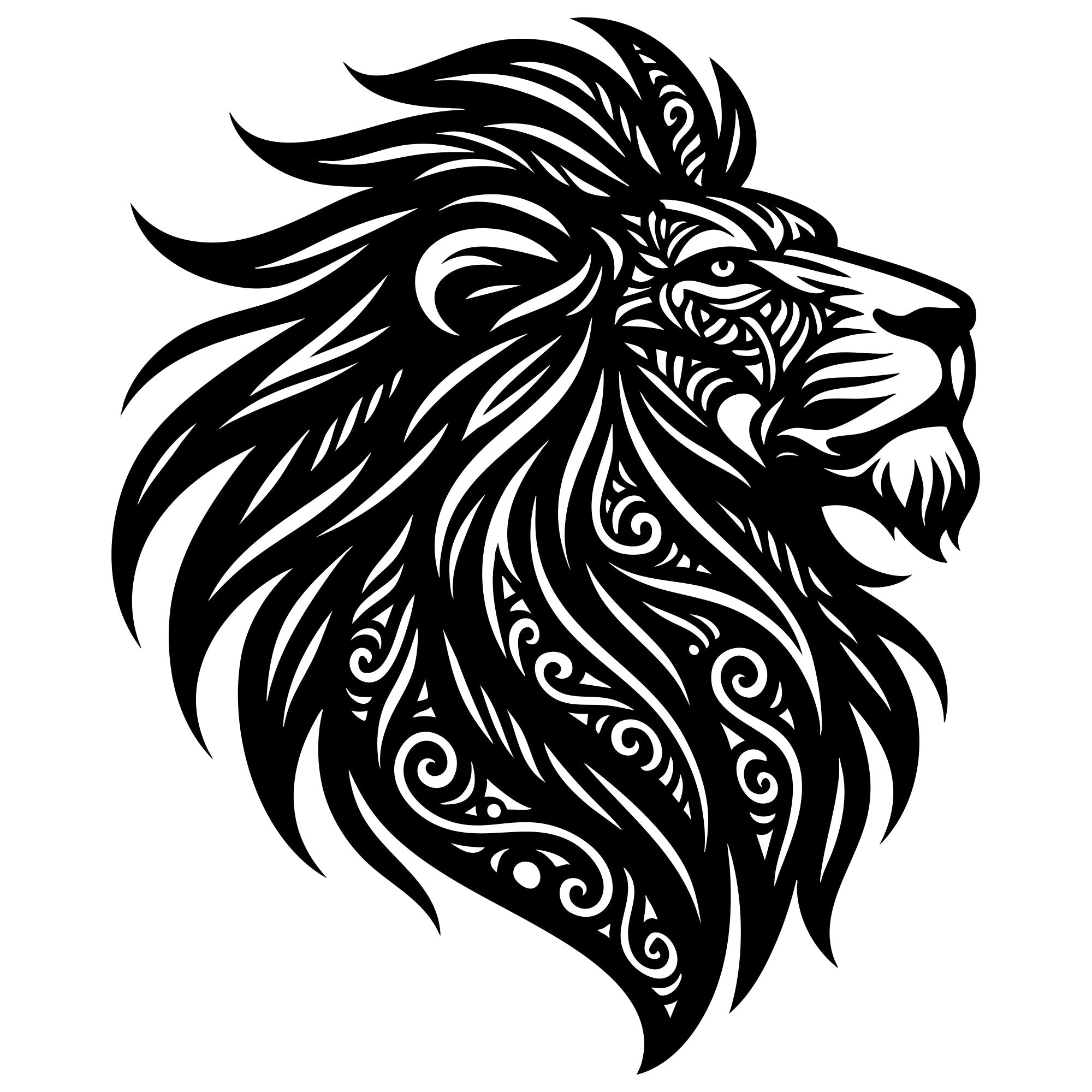 Zentangle Lion Head DXF File – CNC Cutting Design | AWLION145