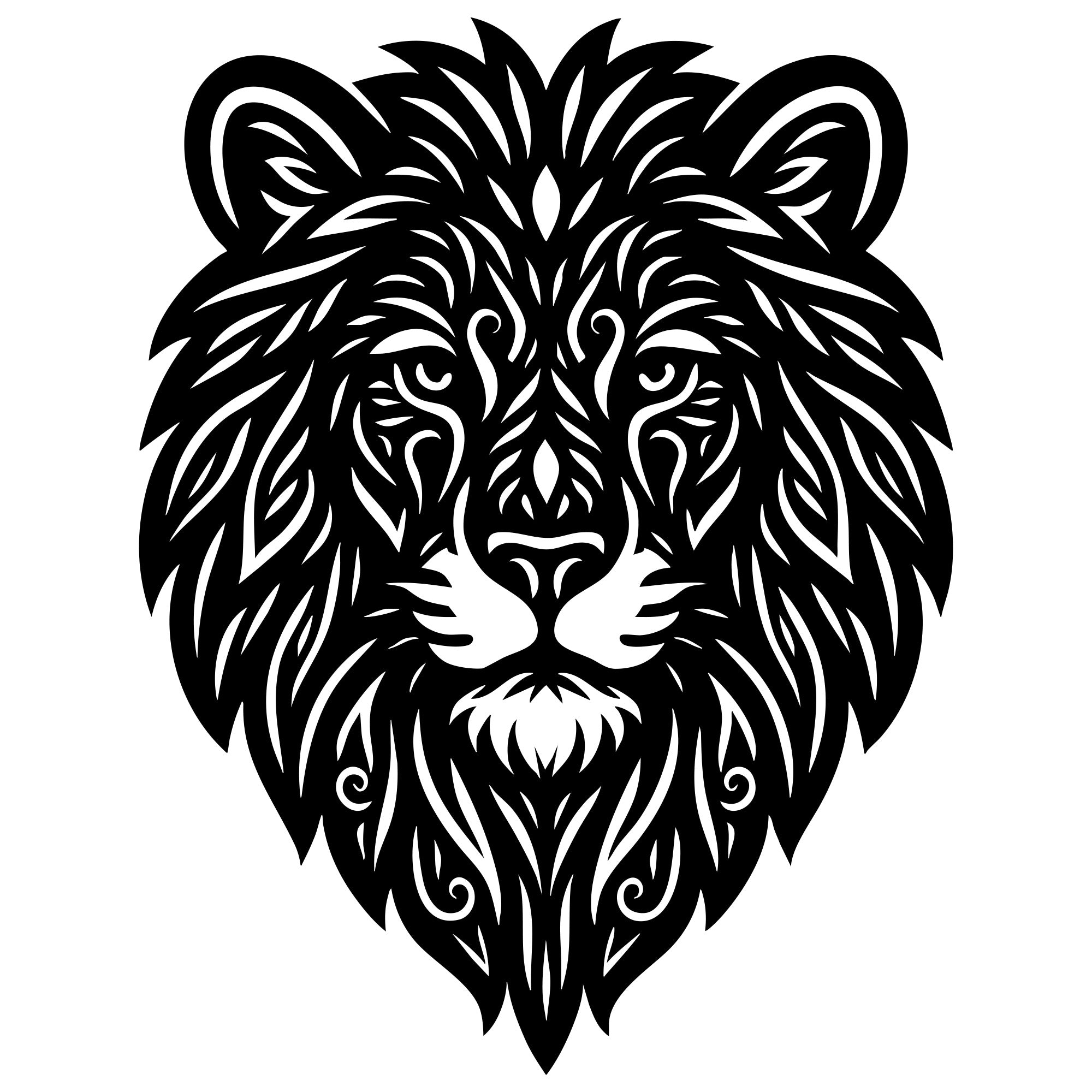 Zentangle Lion Head DXF File – CNC Cutting Design | AWLION154