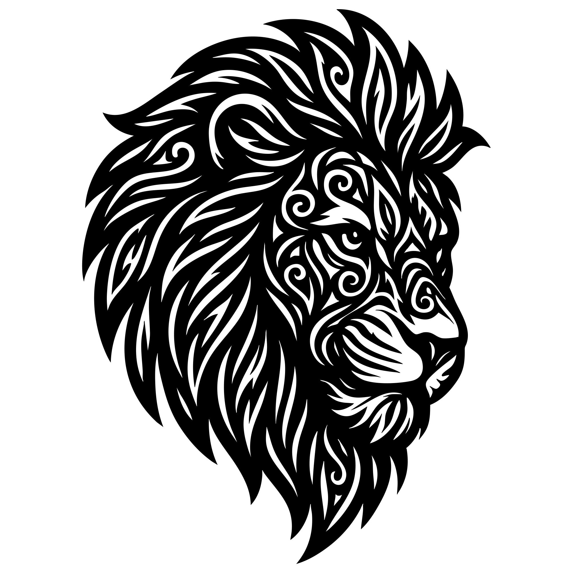 Zentangle Lion Head DXF File – CNC Cutting Design | AWLION94