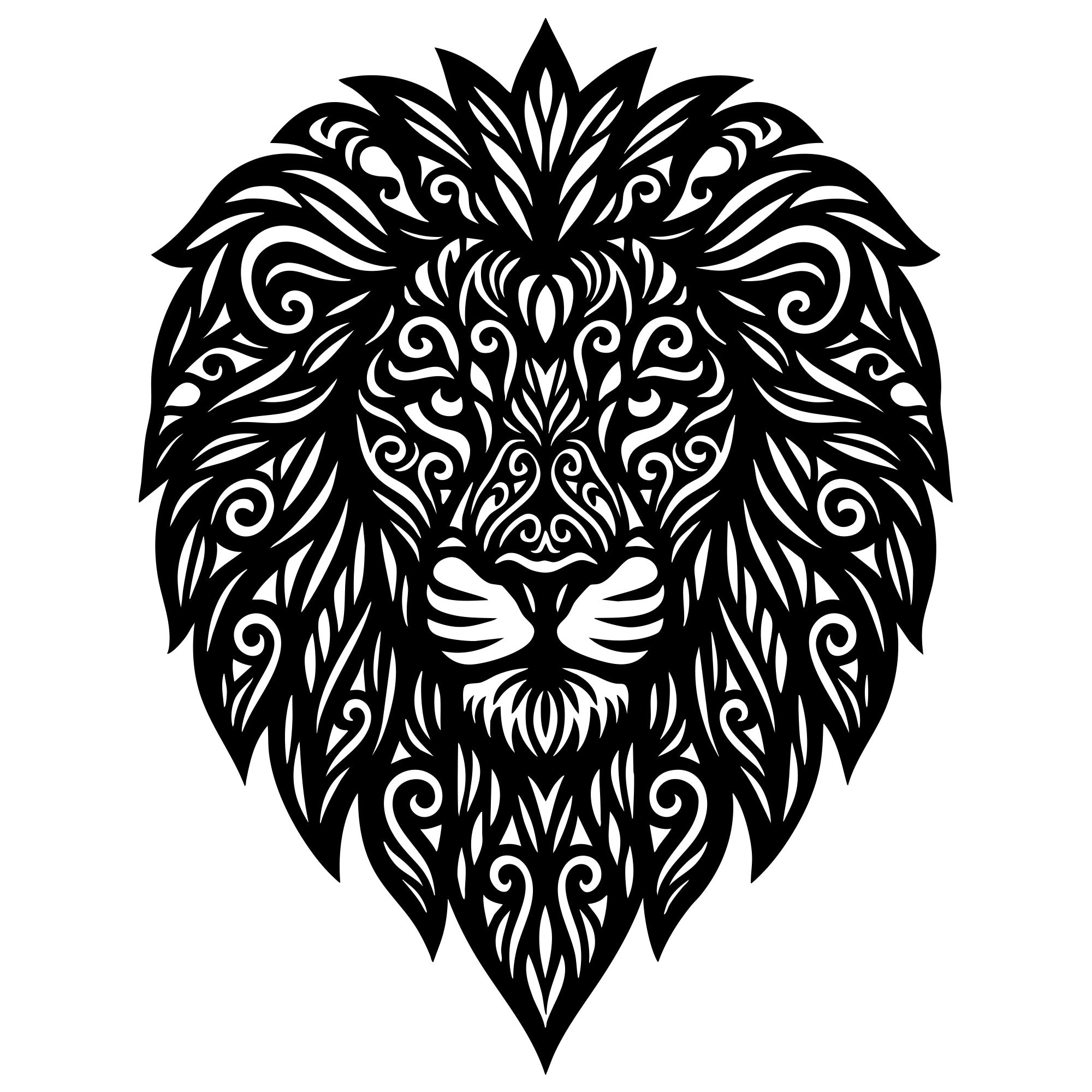 Zentangle Lion Head DXF File – CNC Cutting Design | AWLION97