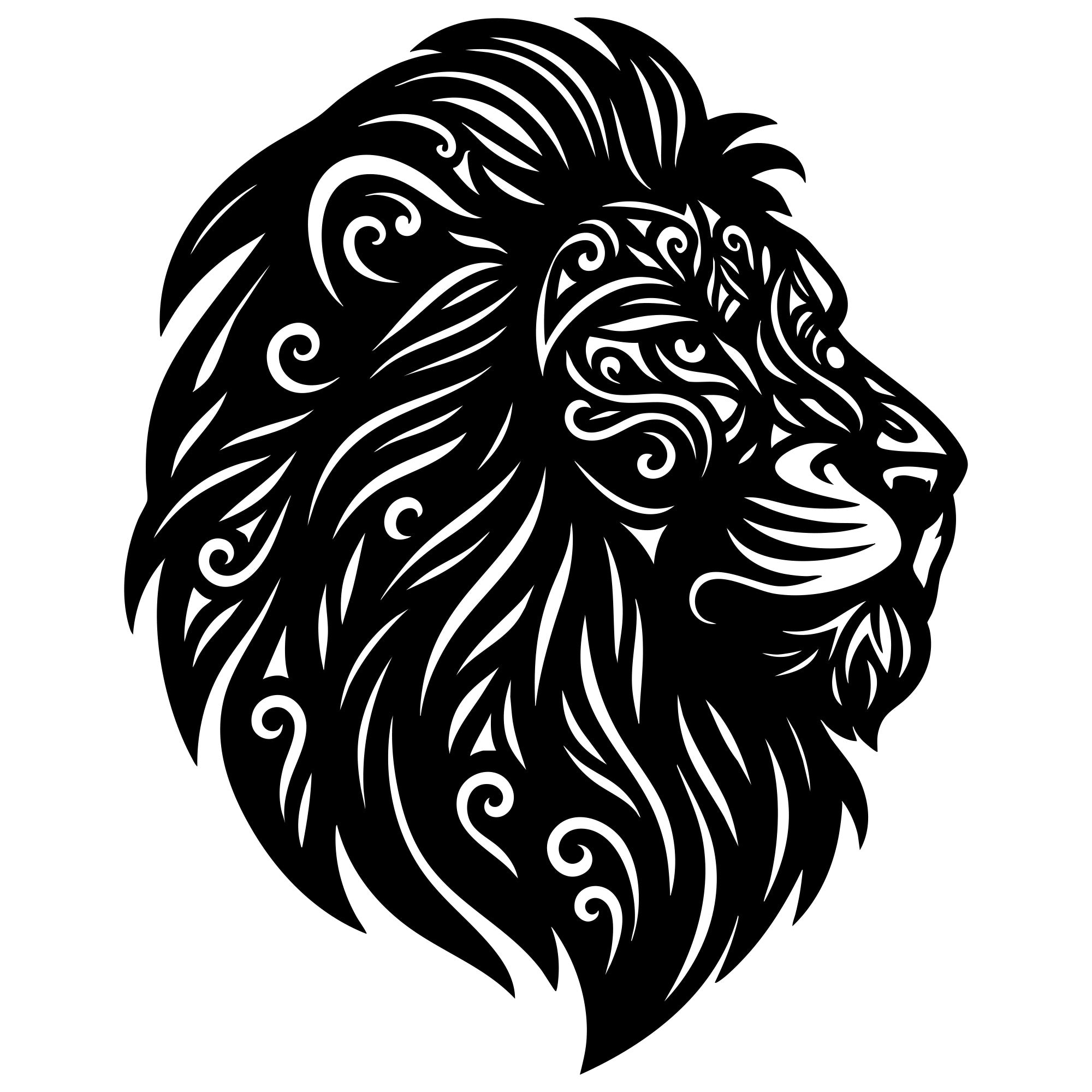 Zentangle Lion Head DXF File – CNC Cutting Design | AWLION98