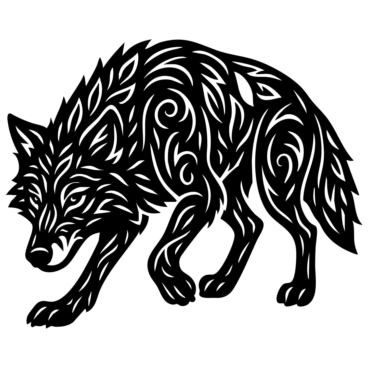 Zentangle Wolf DXF File – CNC Cutting Design | AWWOLF100