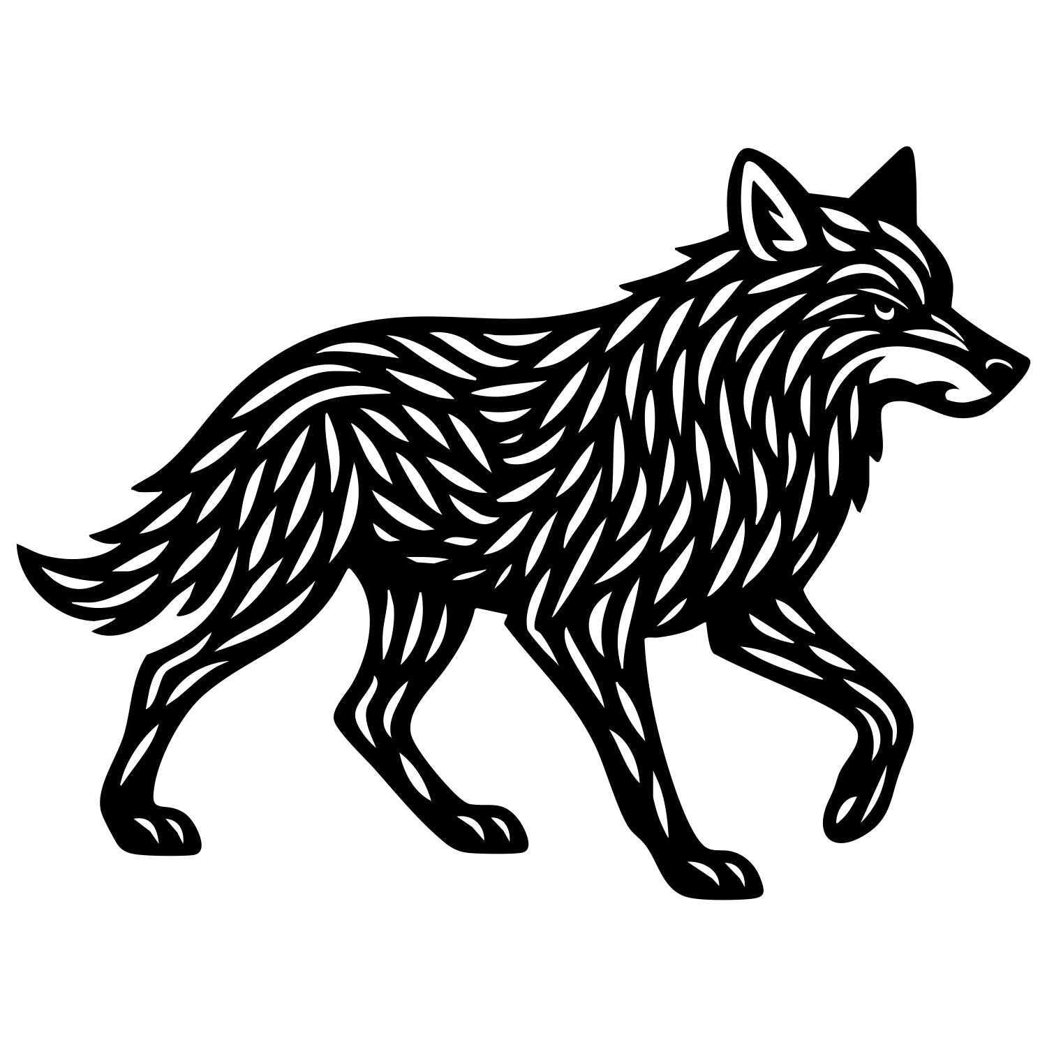 Zentangle Wolf DXF File – CNC Cutting Design | AWWOLF104
