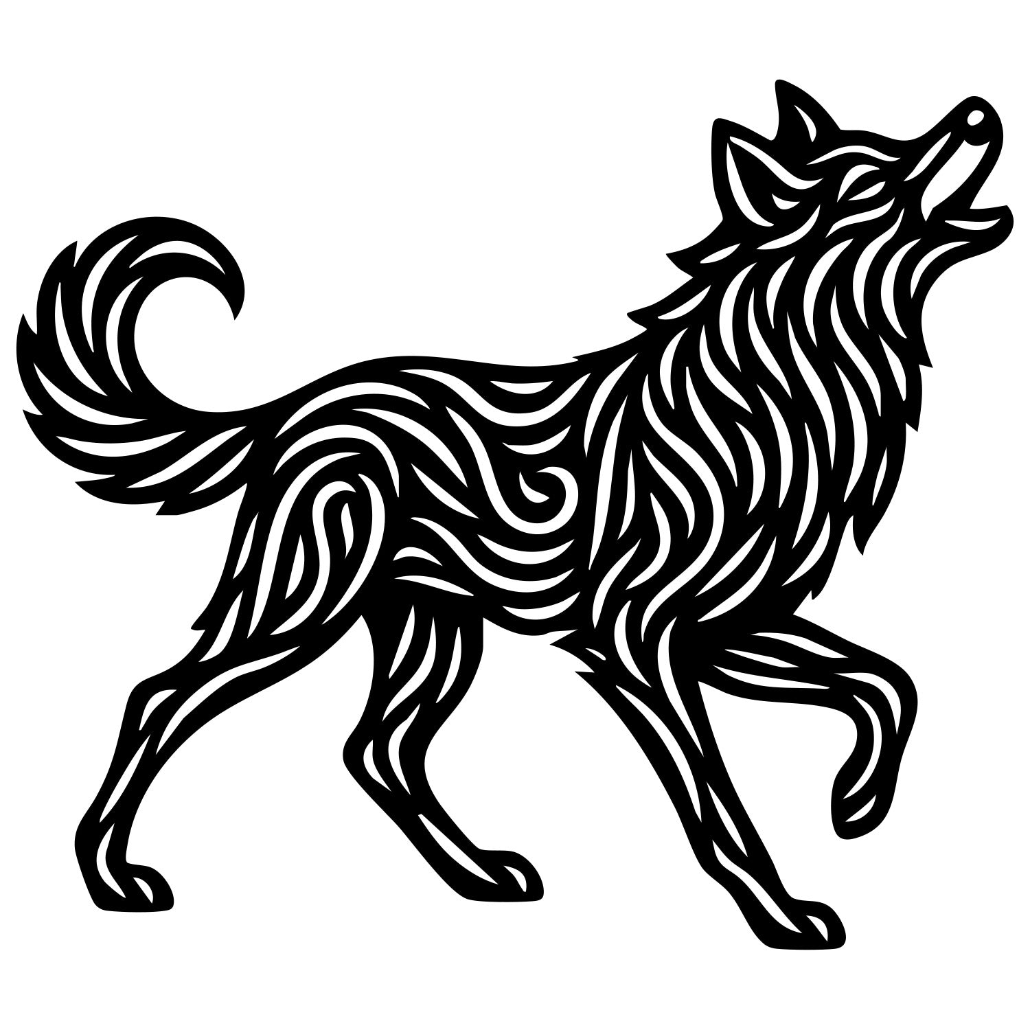 Zentangle Wolf DXF File – CNC Cutting Design | AWWOLF105
