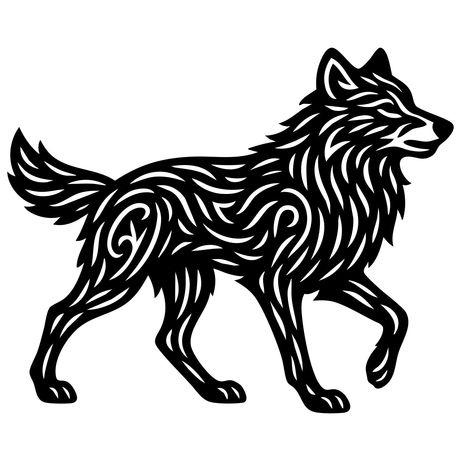 Zentangle Wolf DXF File – CNC Cutting Design | AWWOLF106