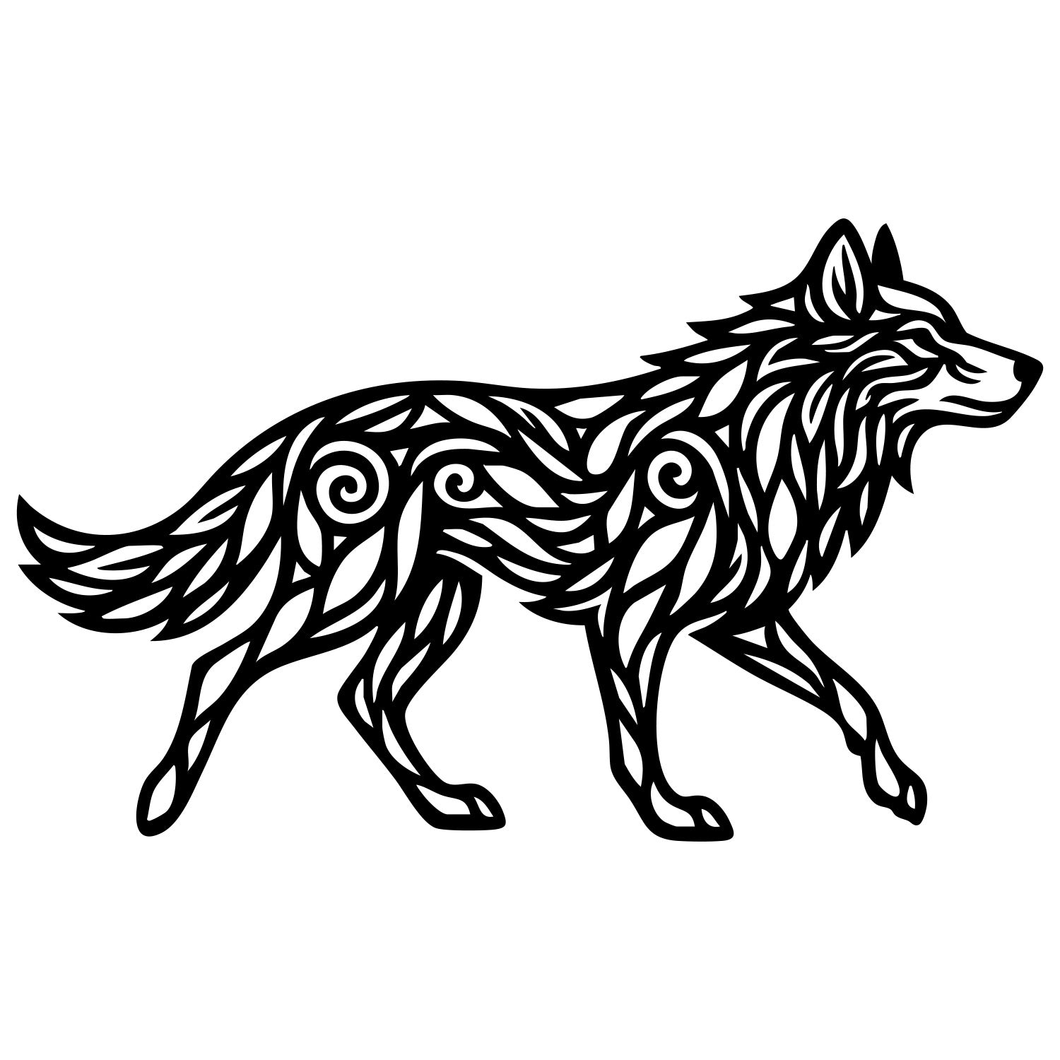 Zentangle Wolf DXF File – CNC Cutting Design | AWWOLF107
