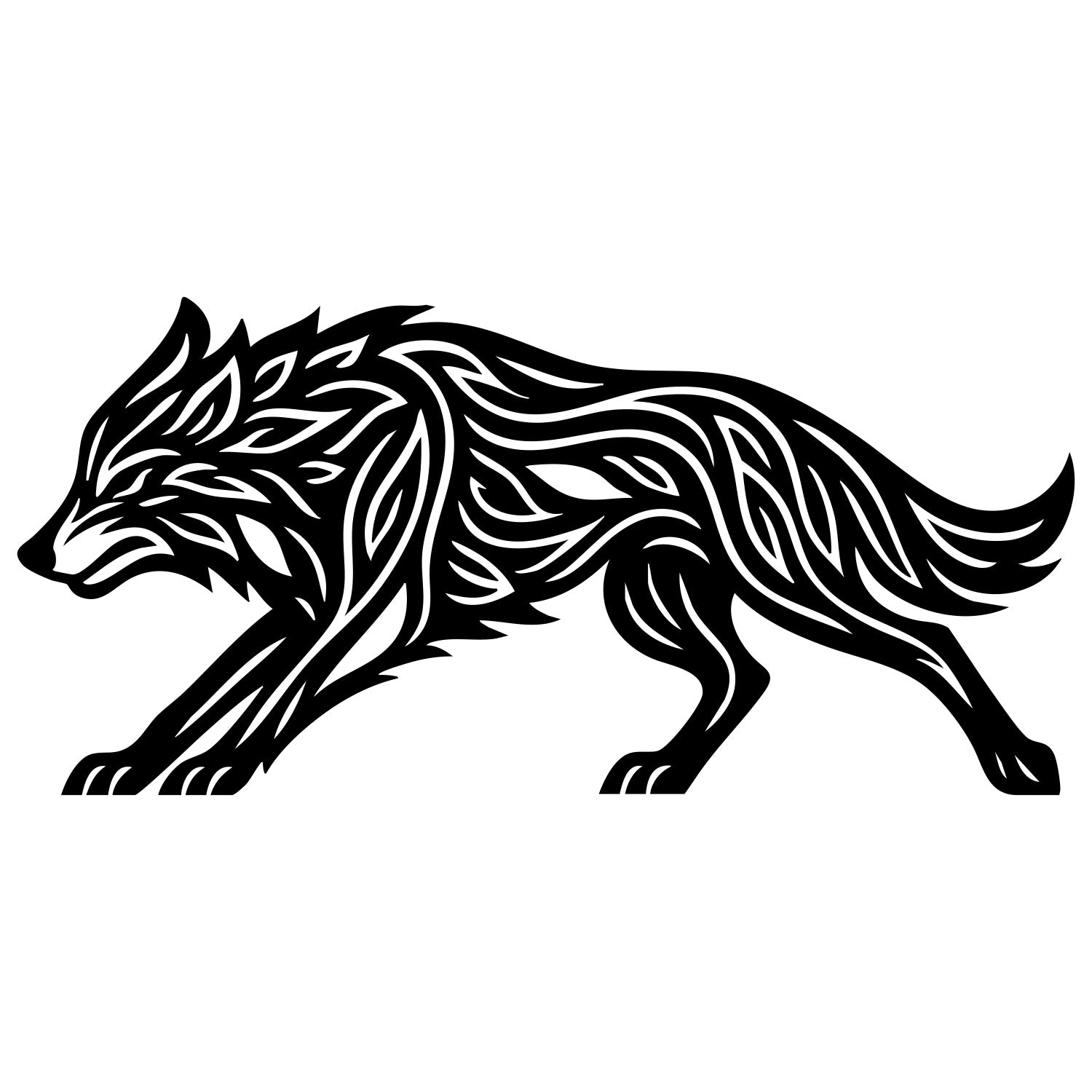 Zentangle Wolf DXF File – CNC Cutting Design | AWWOLF116