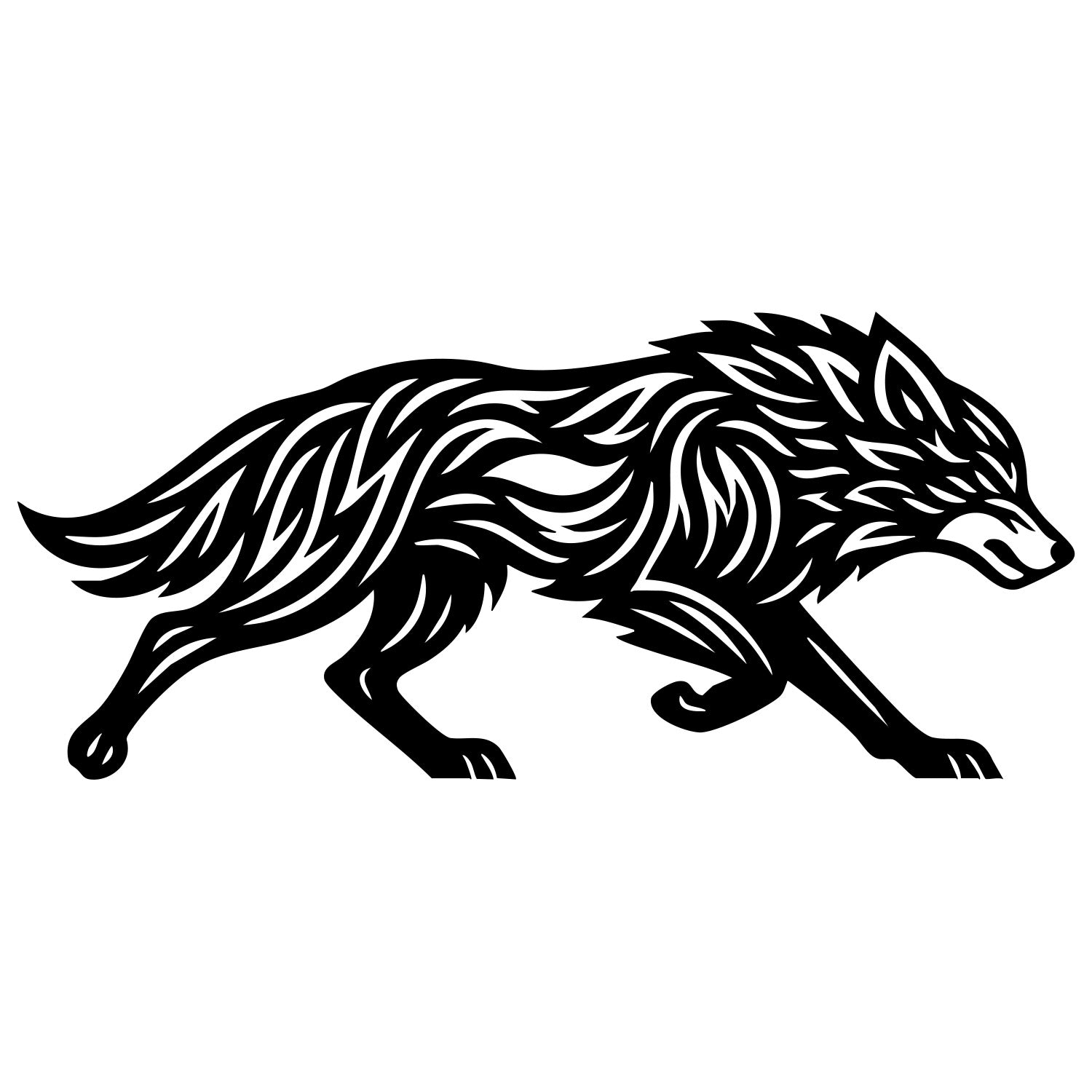 Zentangle Wolf DXF File – CNC Cutting Design | AWWOLF117
