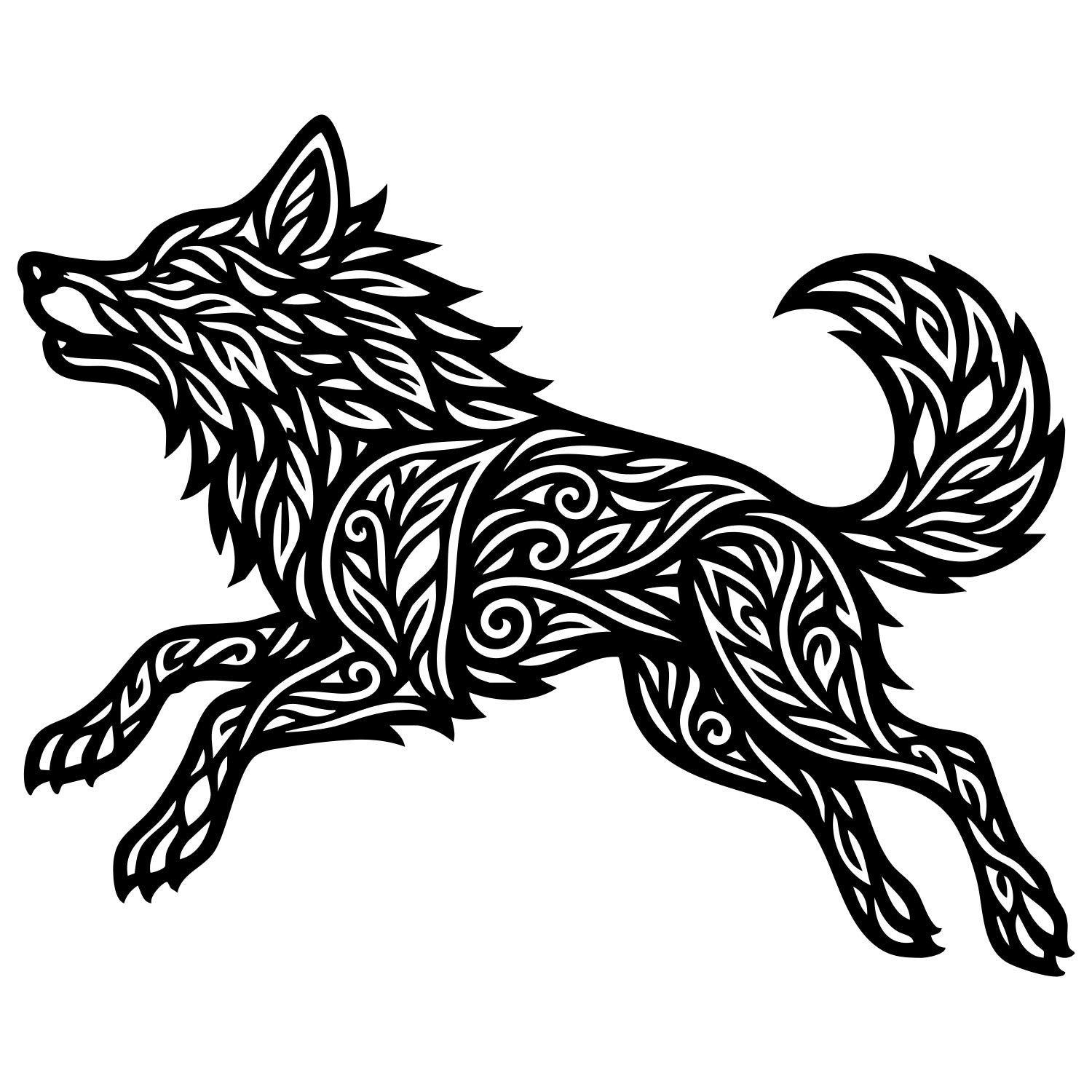 Zentangle Wolf DXF File – CNC Cutting Design | AWWOLF125