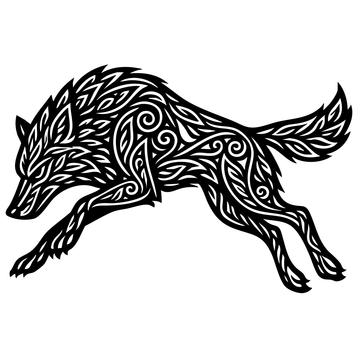 Zentangle Wolf DXF File – CNC Cutting Design | AWWOLF126