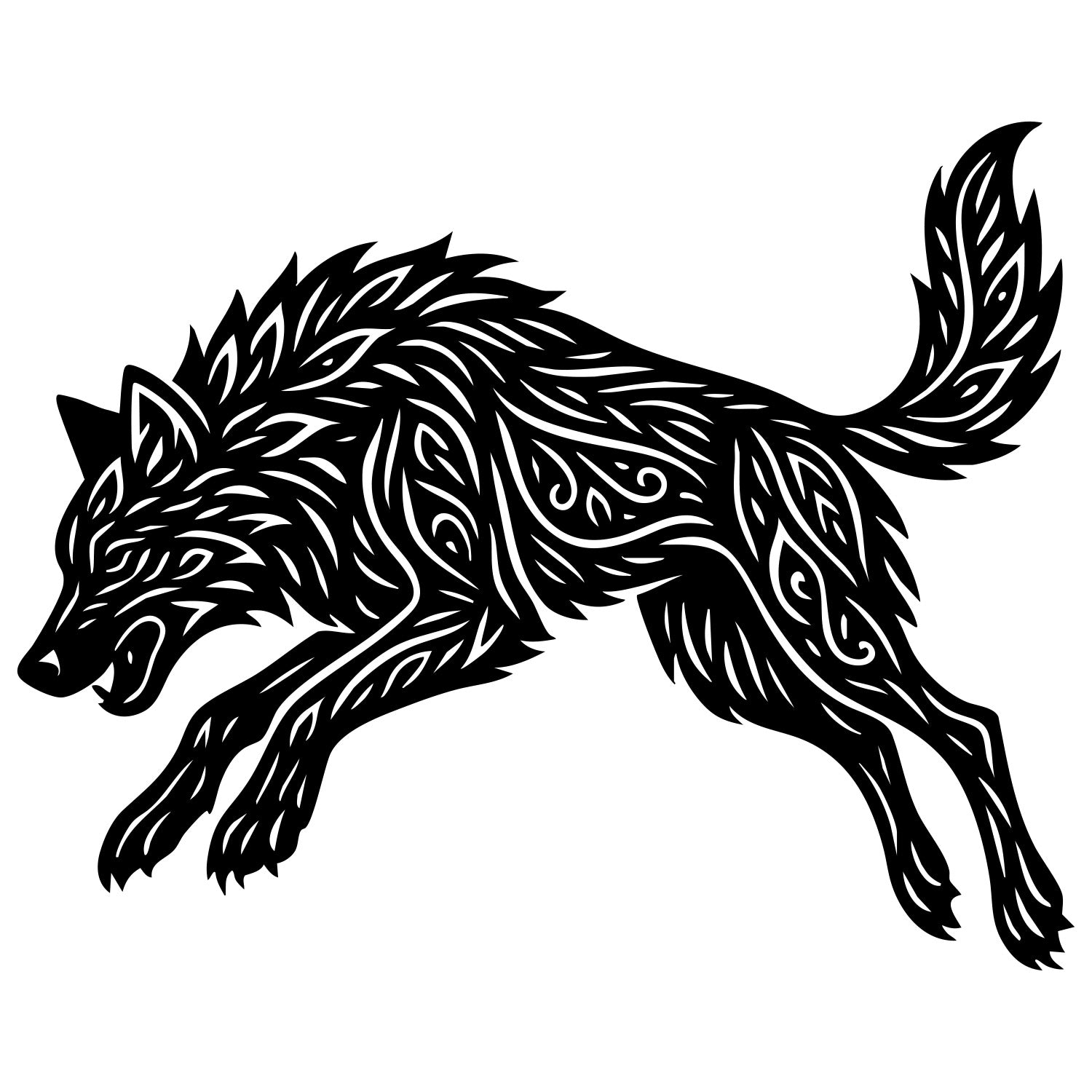 Zentangle Wolf DXF File – CNC Cutting Design | AWWOLF129