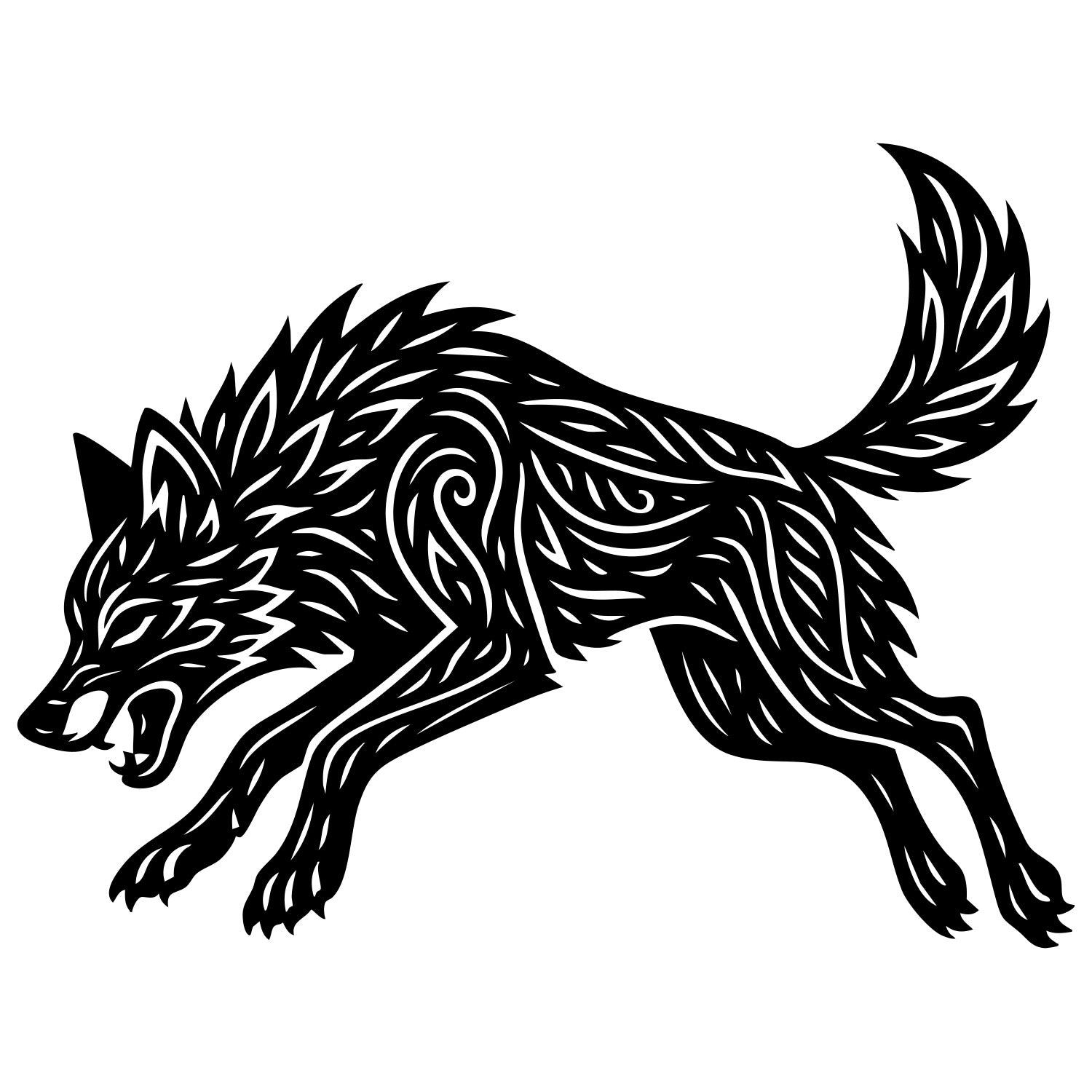 Zentangle Wolf DXF File – CNC Cutting Design | AWWOLF130