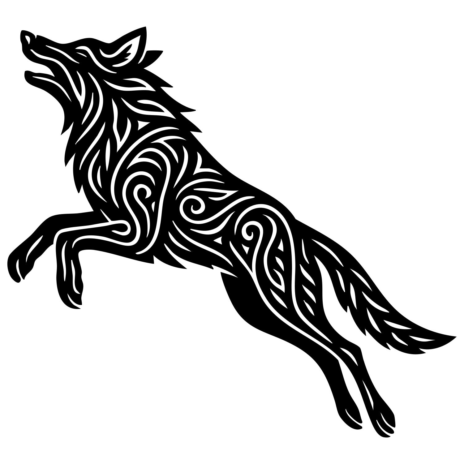 Zentangle Wolf DXF File – CNC Cutting Design | AWWOLF133