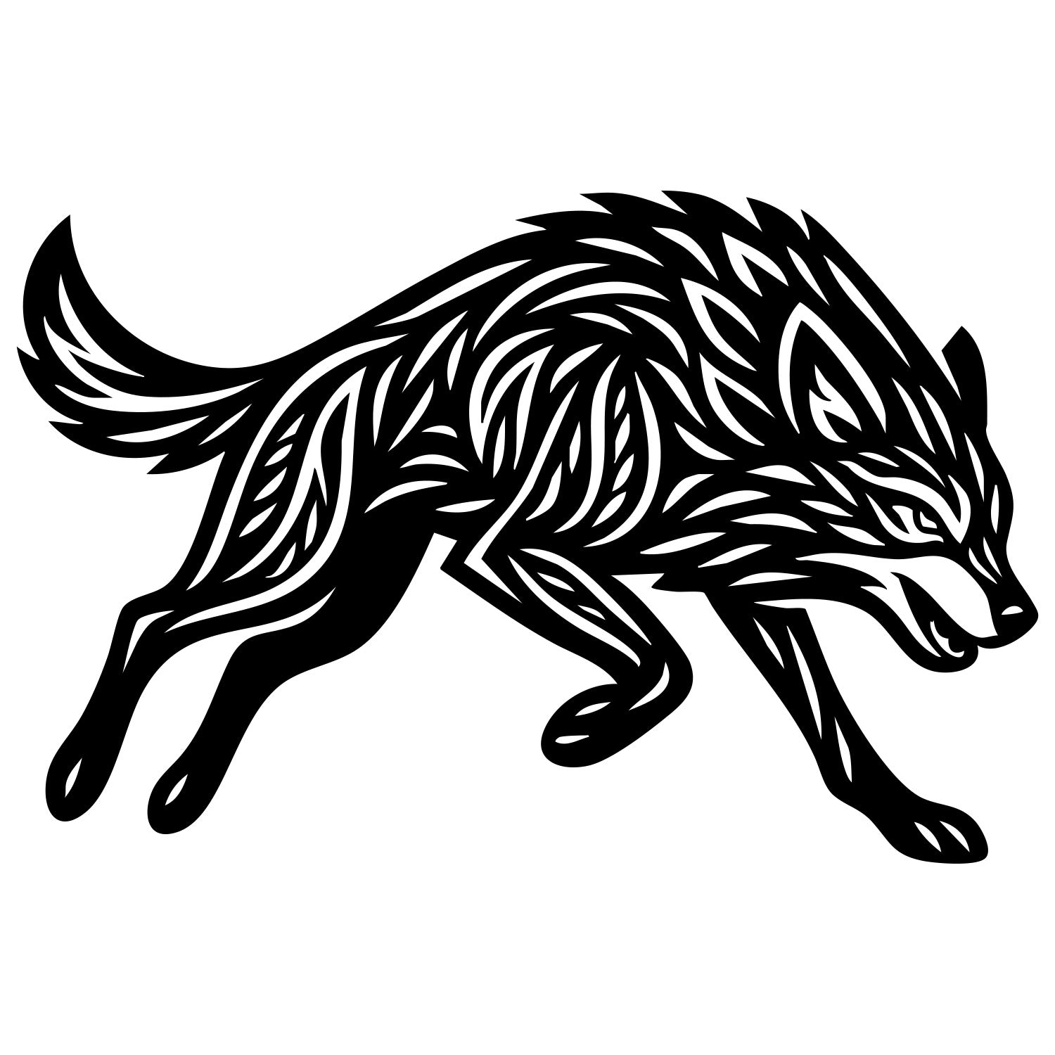 Zentangle Wolf DXF File – CNC Cutting Design | AWWOLF138