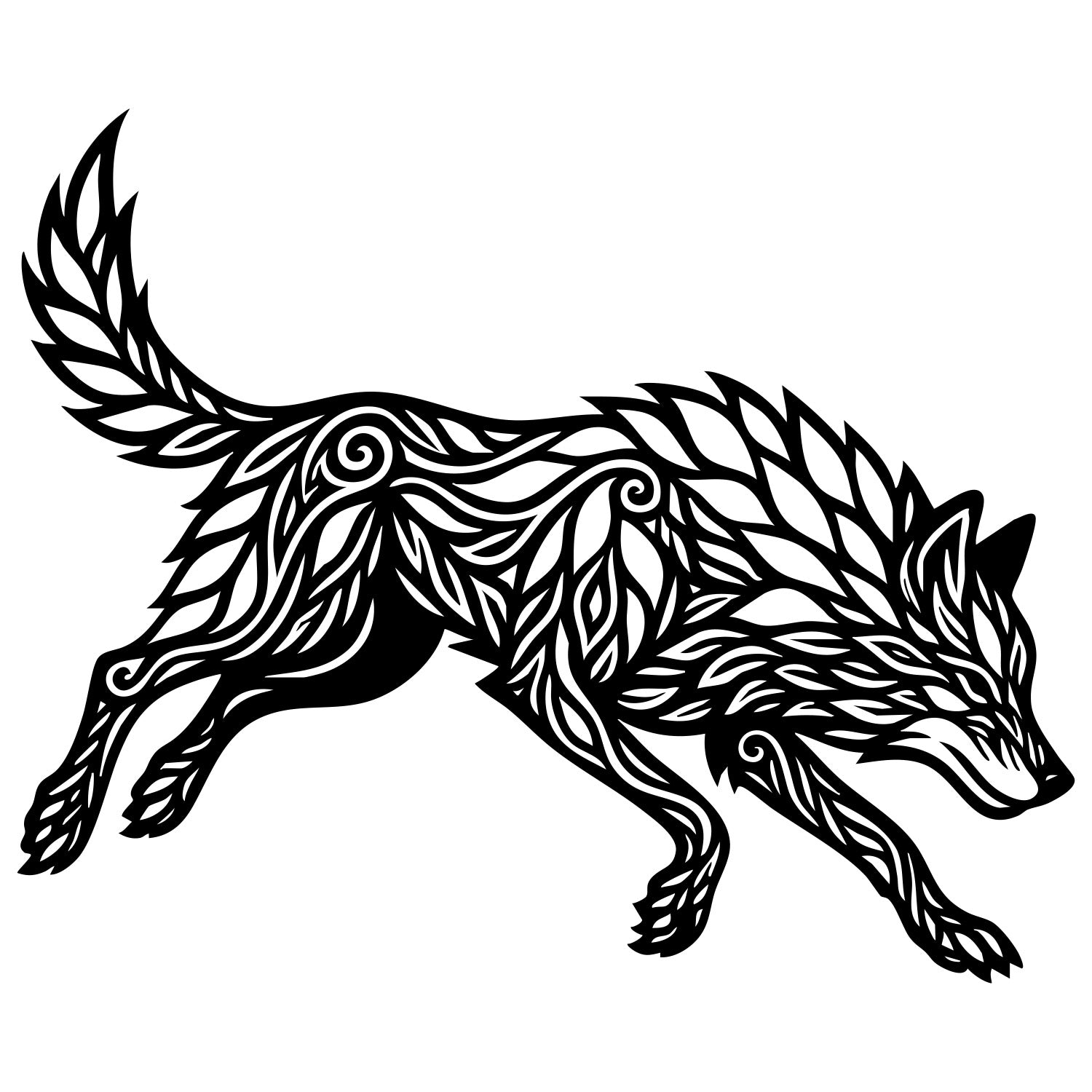 Zentangle Wolf DXF File – CNC Cutting Design | AWWOLF141