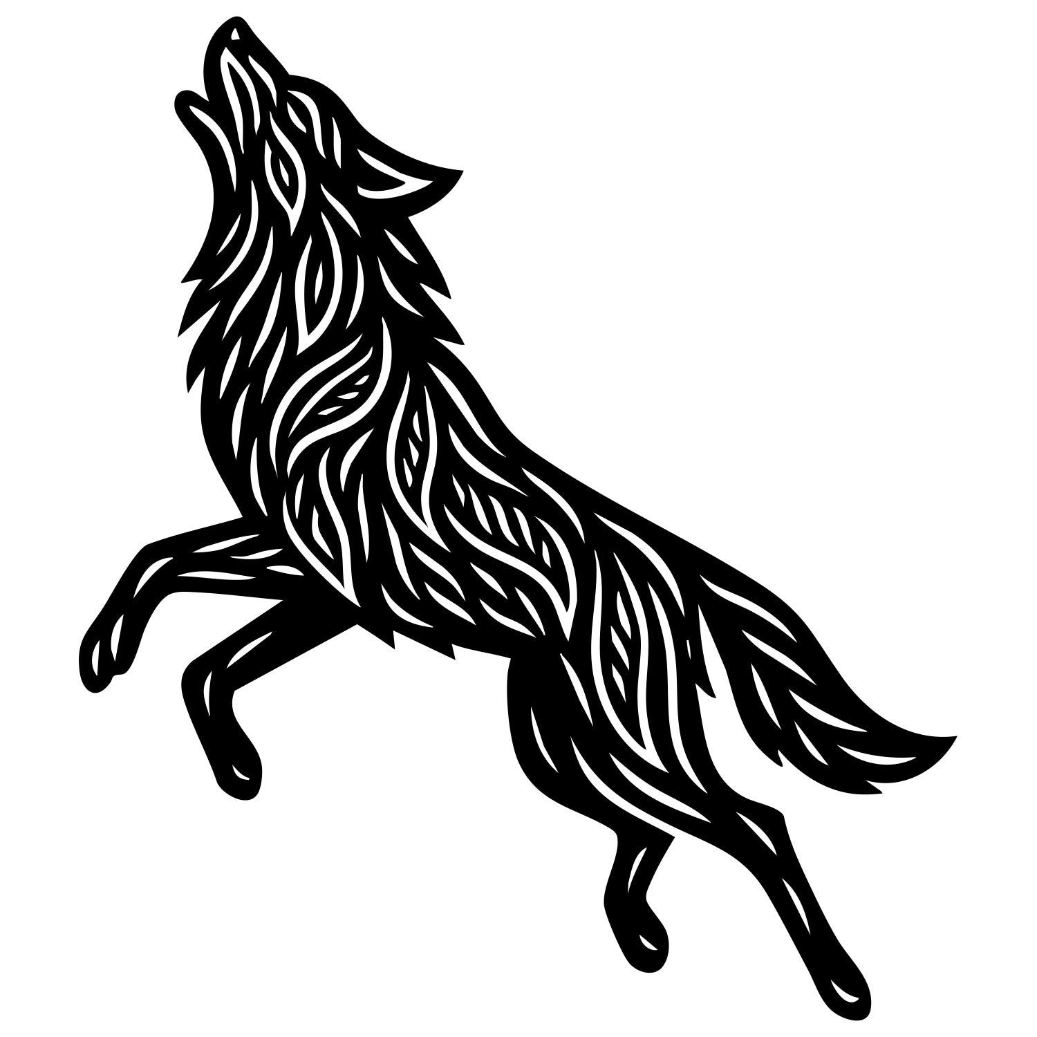 Zentangle Wolf DXF File – CNC Cutting Design | AWWOLF146