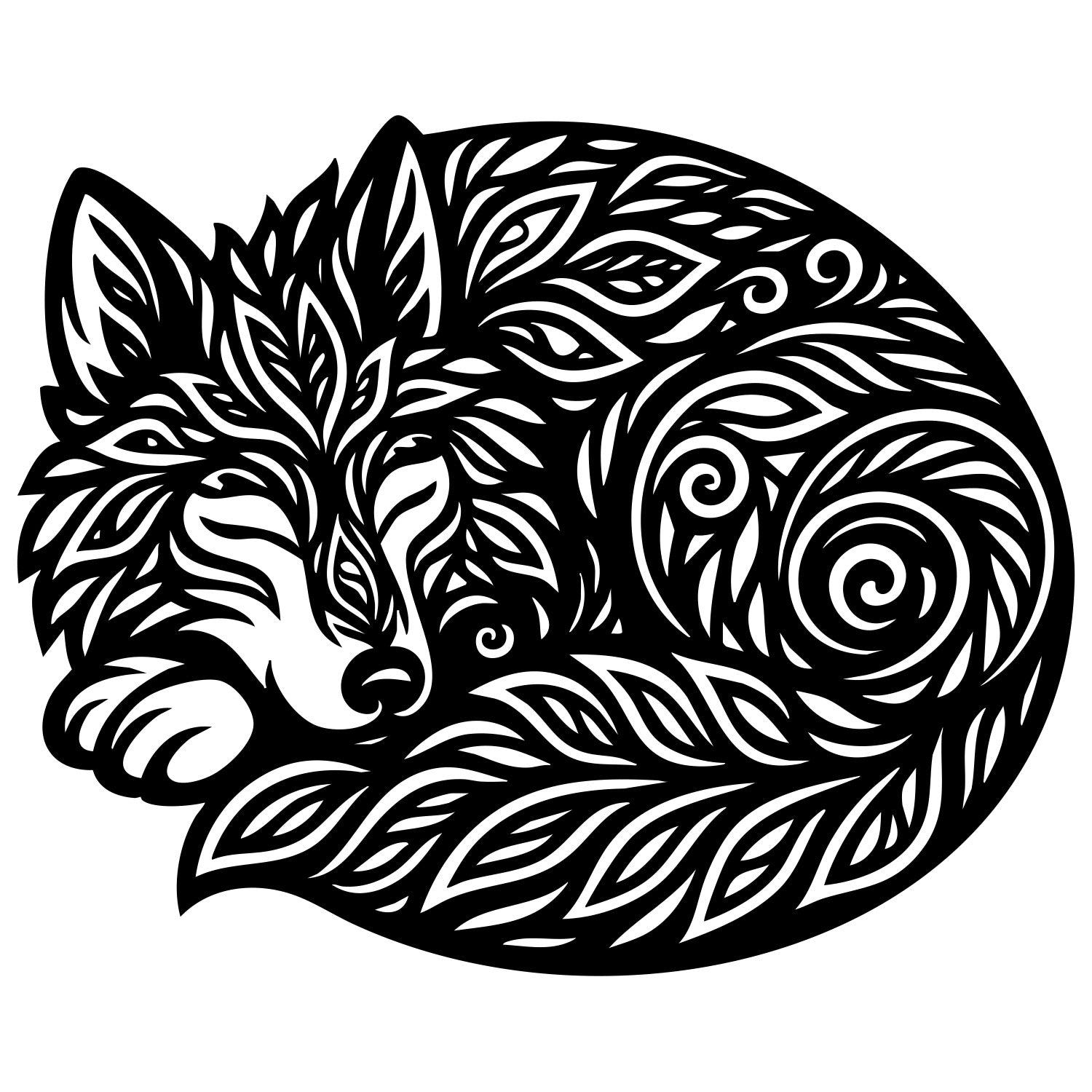 Zentangle Wolf DXF File – CNC Cutting Design | AWWOLF162