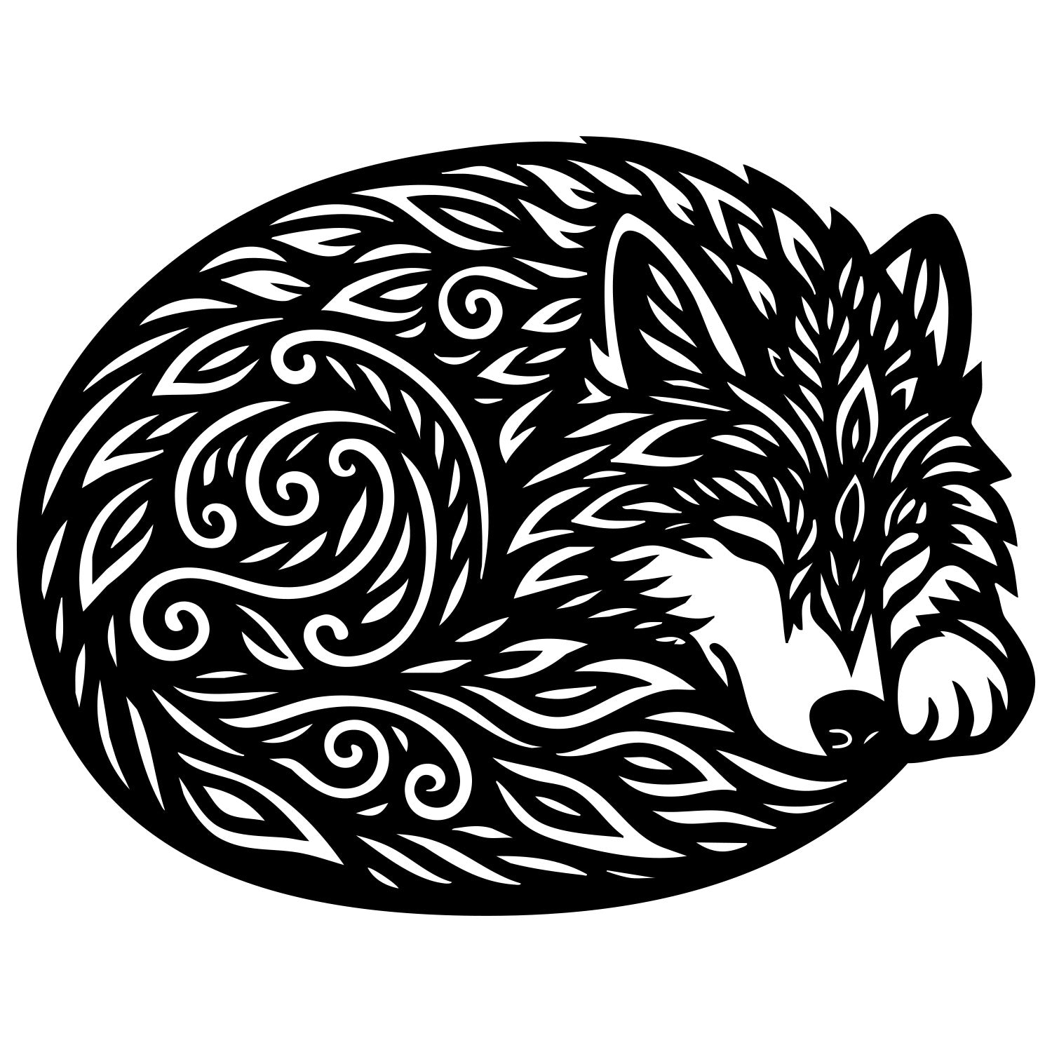 Zentangle Wolf DXF File – CNC Cutting Design | AWWOLF163