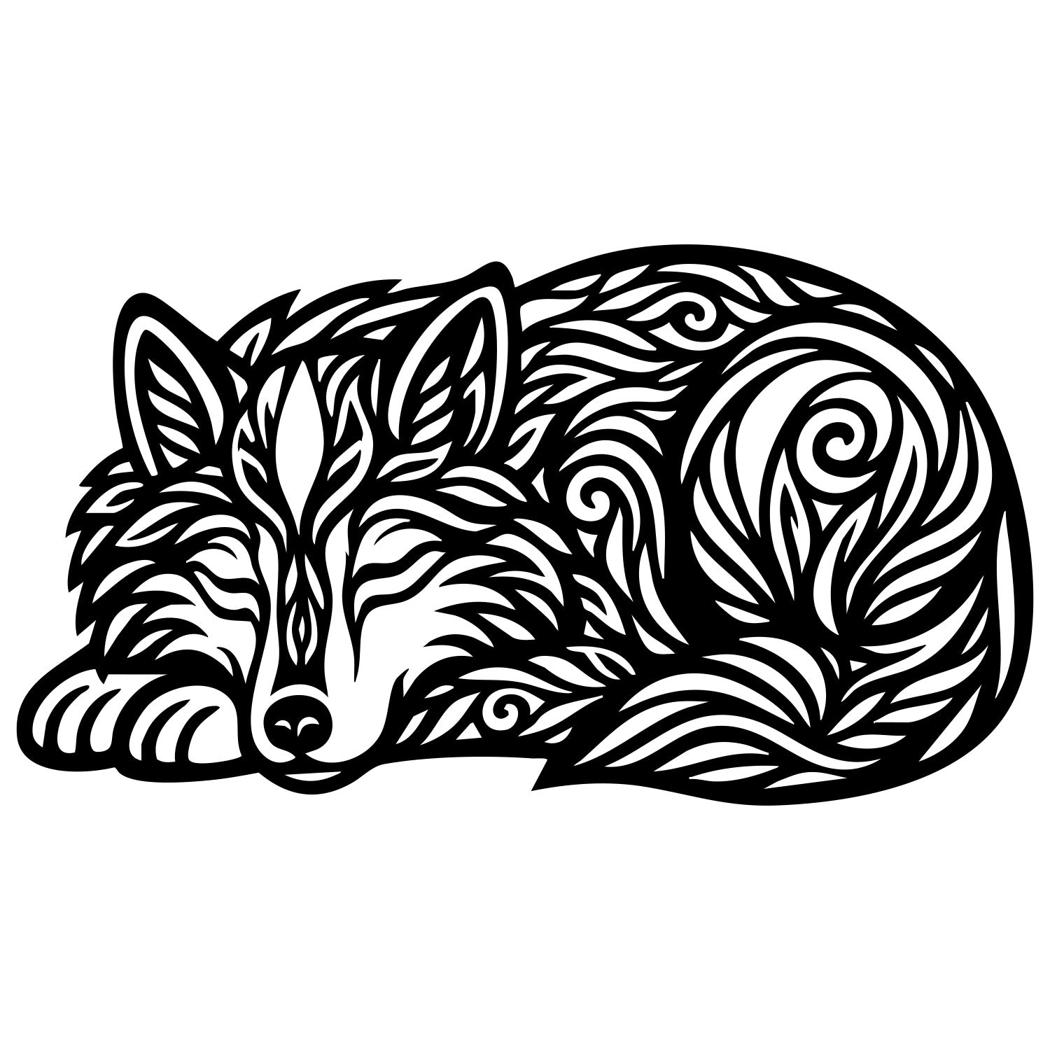 Zentangle Wolf DXF File – CNC Cutting Design | AWWOLF164
