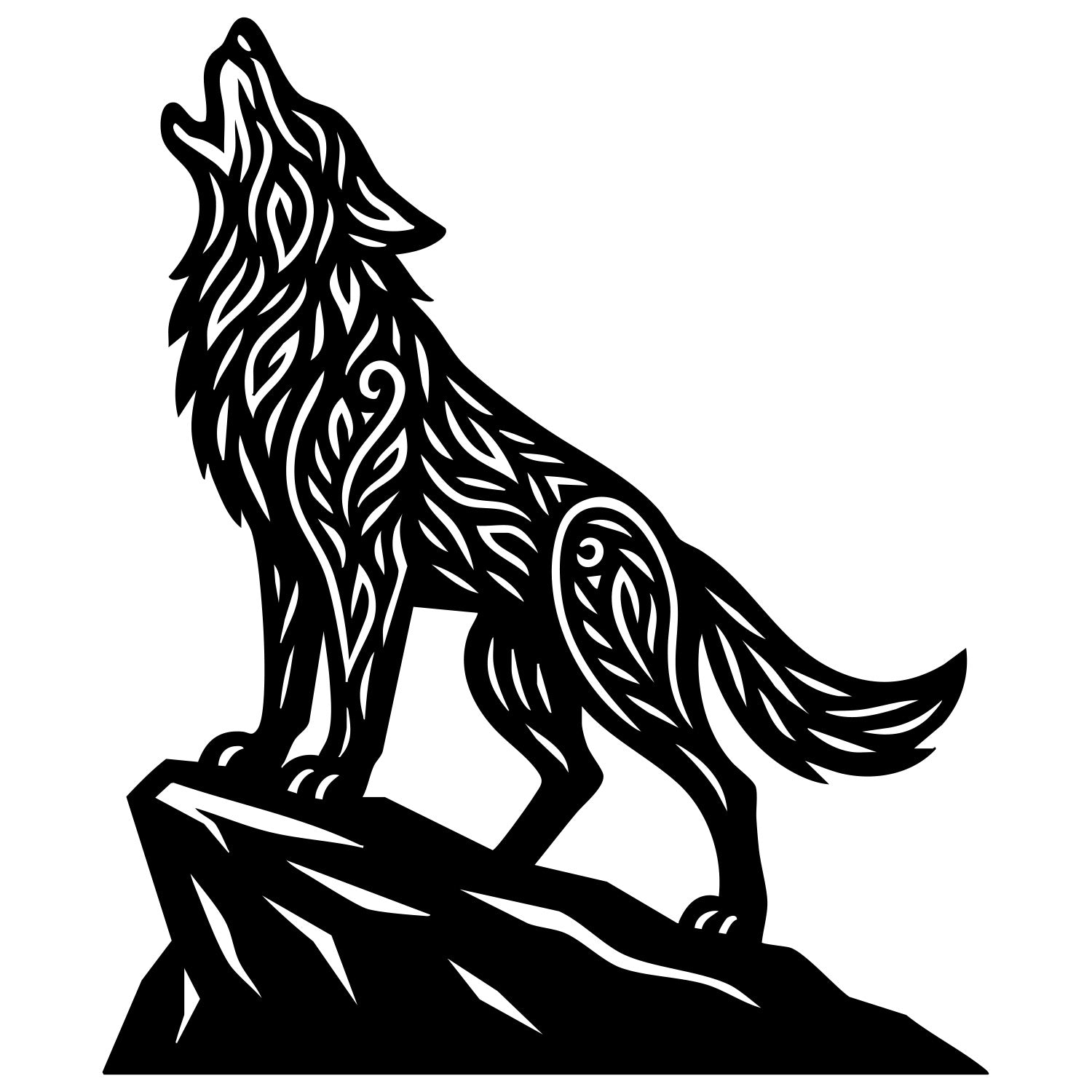 Zentangle Wolf DXF File – CNC Cutting Design | AWWOLF169