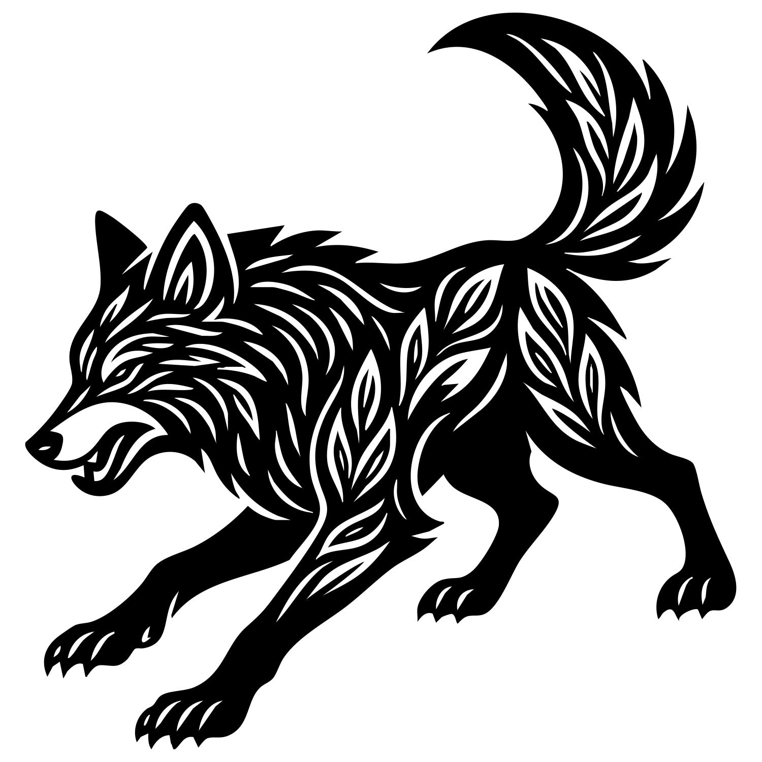 Zentangle Wolf DXF File – CNC Cutting Design | AWWOLF217