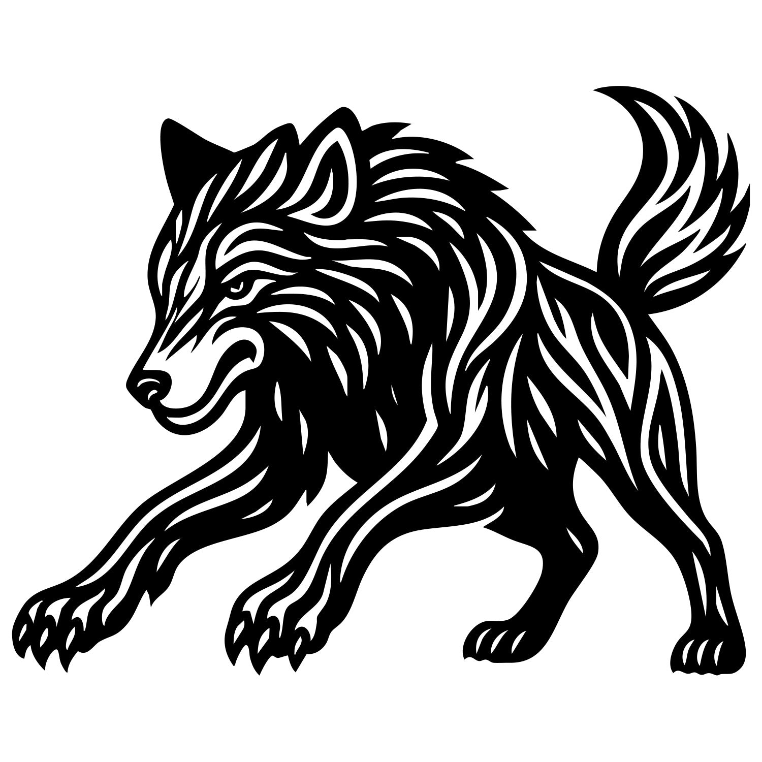 Zentangle Wolf DXF File – CNC Cutting Design | AWWOLF219