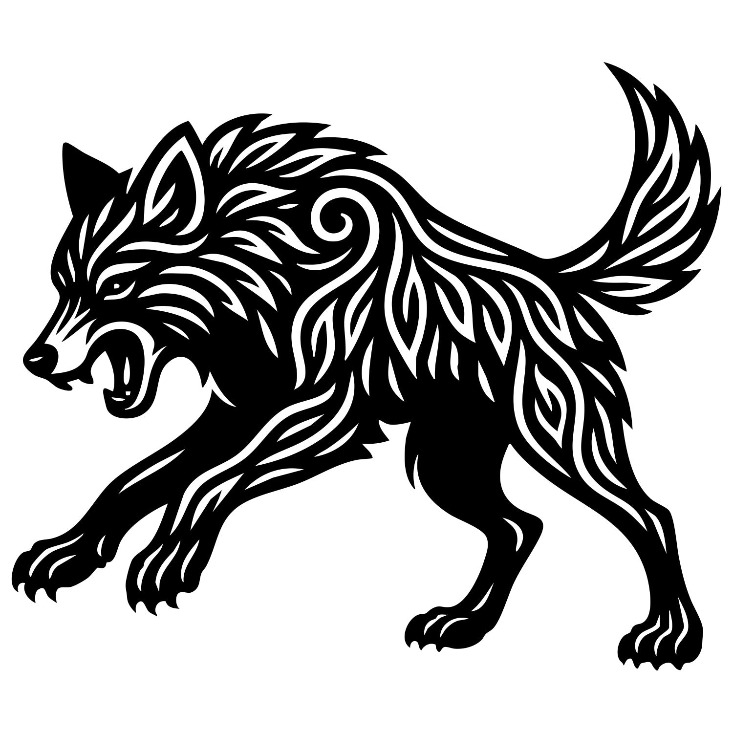 Zentangle Wolf DXF File – CNC Cutting Design | AWWOLF220