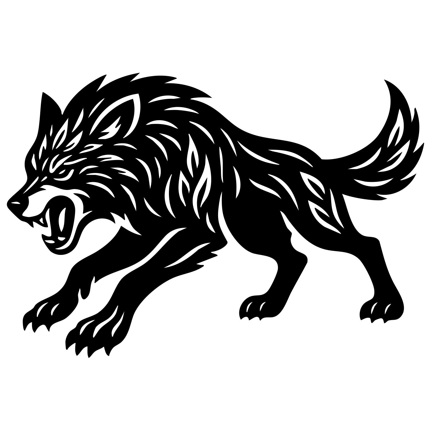 Zentangle Wolf DXF File – CNC Cutting Design | AWWOLF221