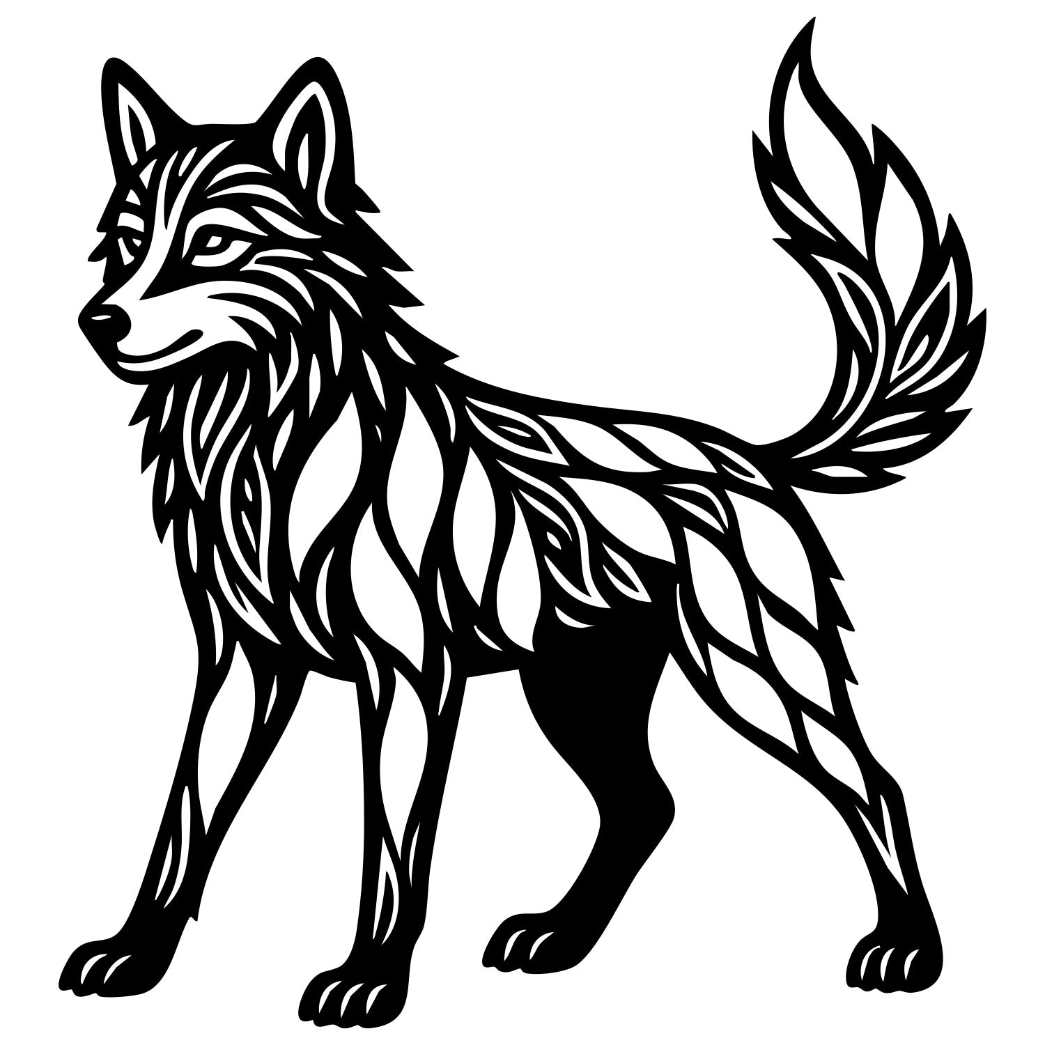 Zentangle Wolf DXF File – CNC Cutting Design | AWWOLF222