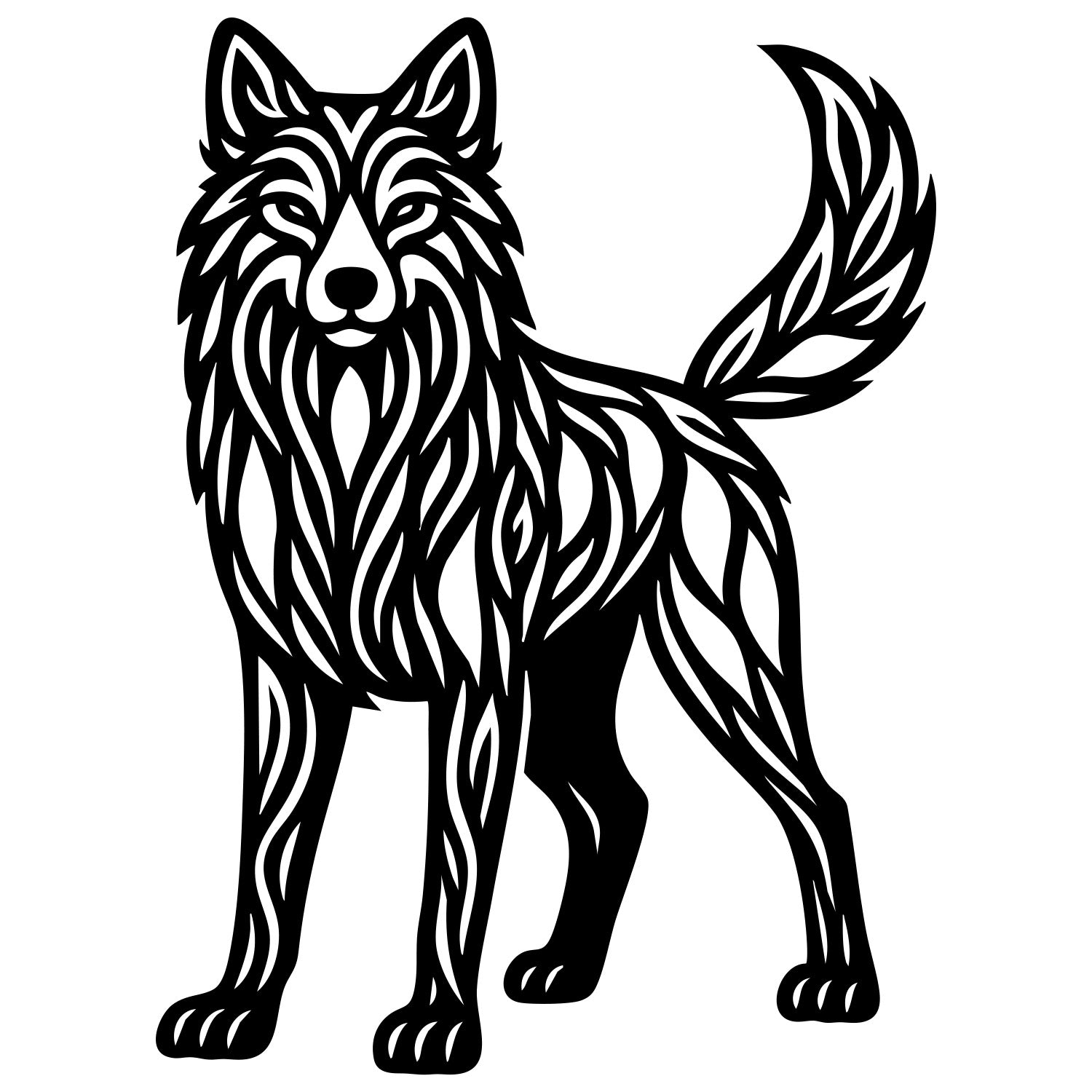 Zentangle Wolf DXF File – CNC Cutting Design | AWWOLF226