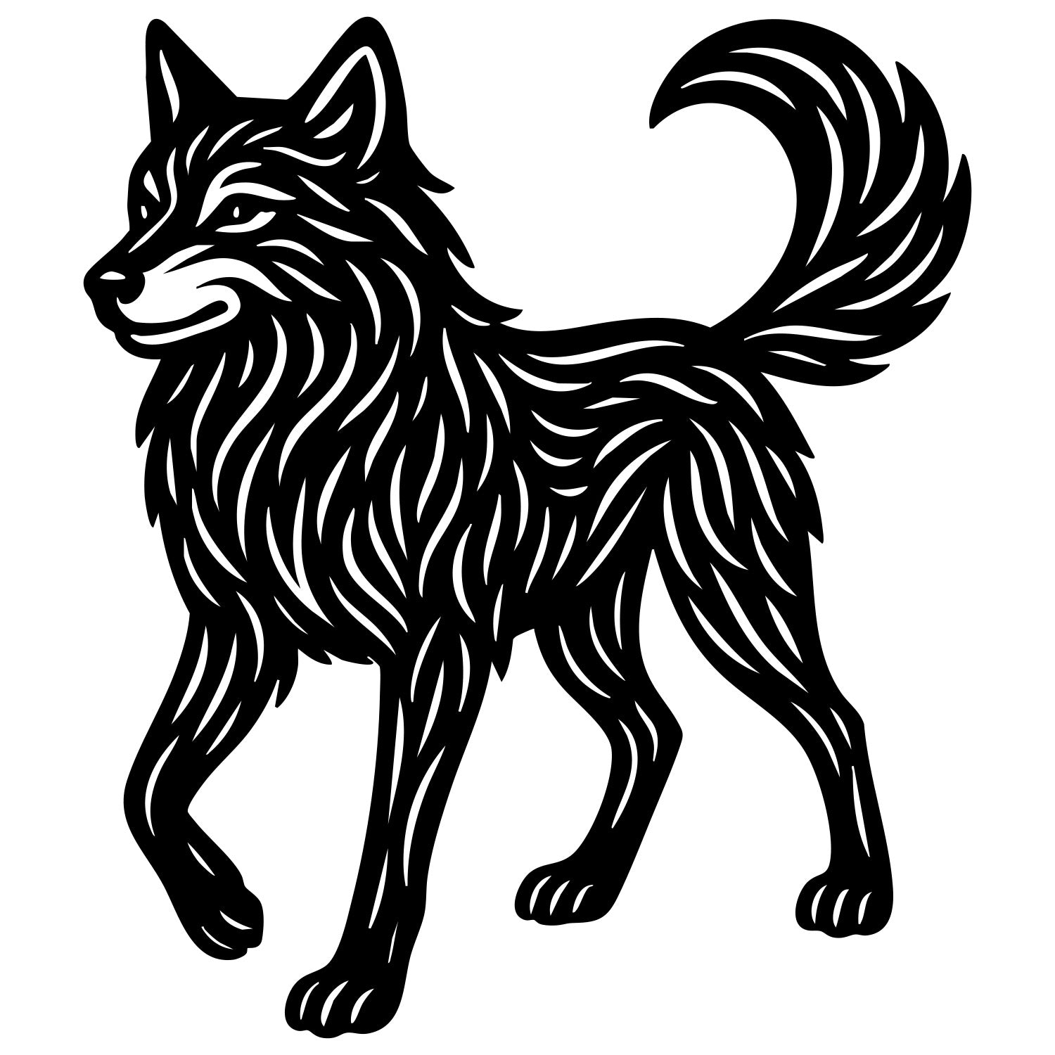 Zentangle Wolf DXF File – CNC Cutting Design | AWWOLF227