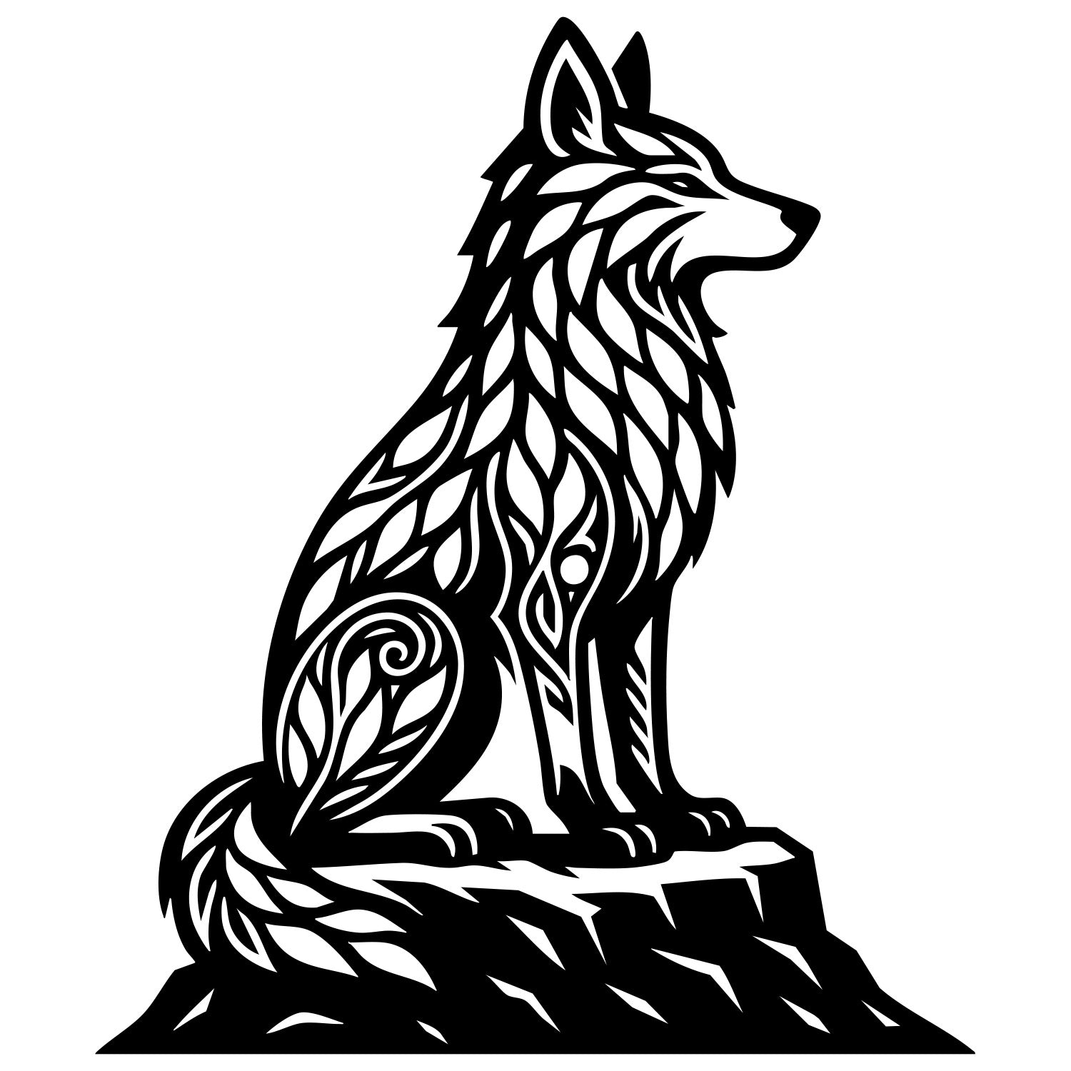Zentangle Wolf DXF File – CNC Cutting Design | AWWOLF229
