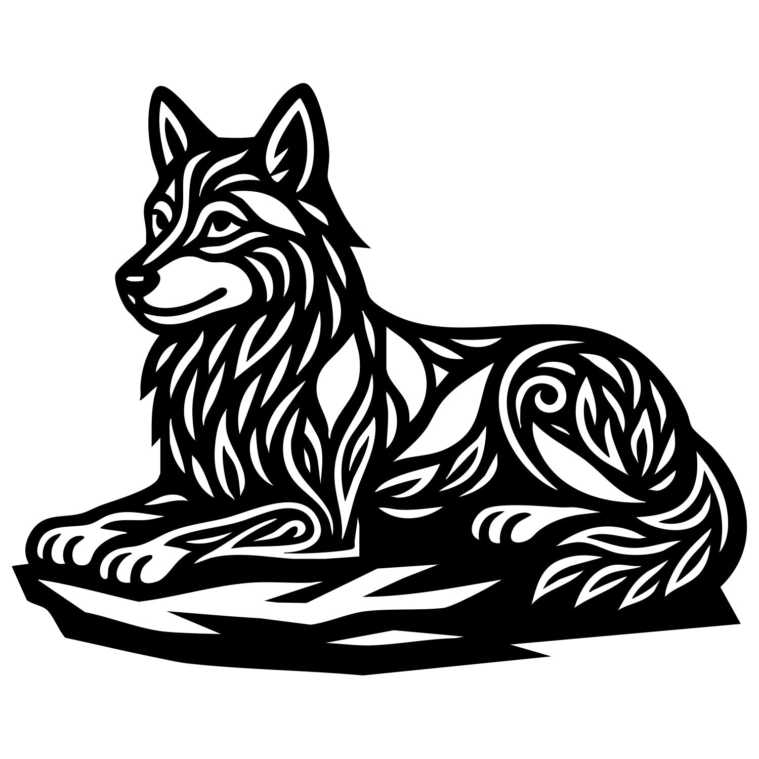 Zentangle Wolf DXF File – CNC Cutting Design | AWWOLF231