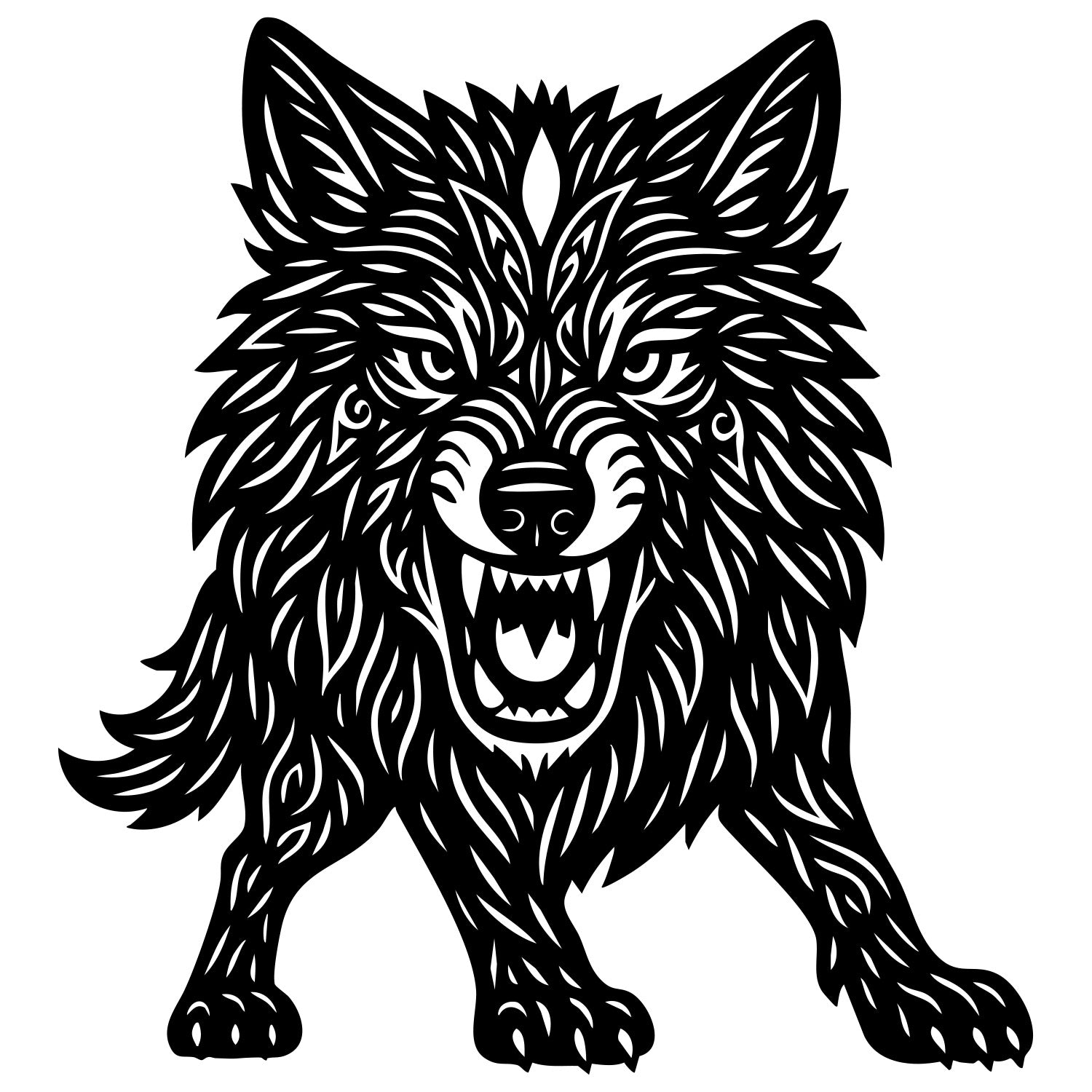 Zentangle Wolf DXF File – CNC Cutting Design | AWWOLF233