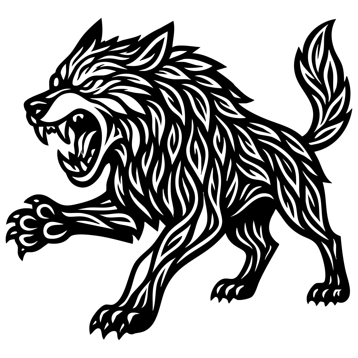 Zentangle Wolf DXF File – CNC Cutting Design | AWWOLF238