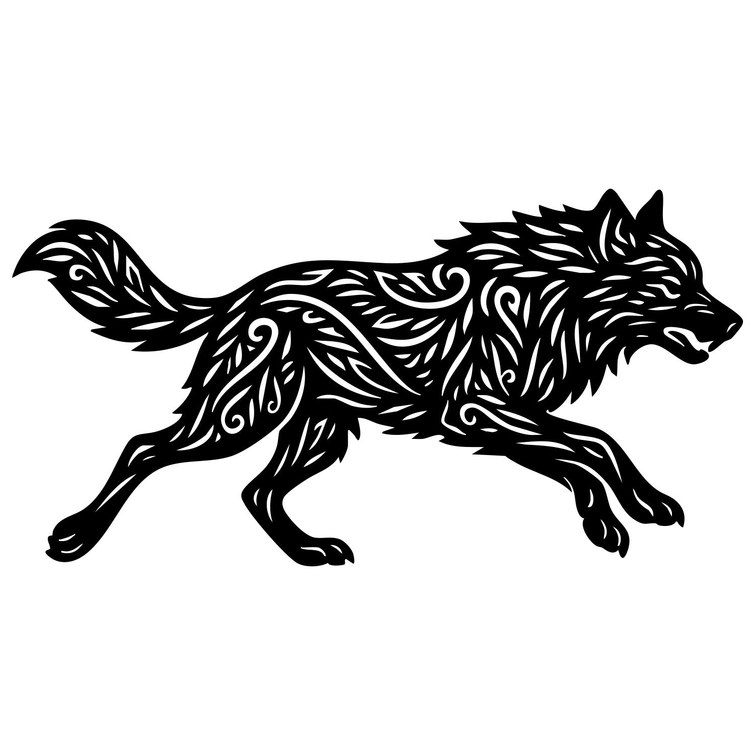 Zentangle Wolf DXF File – CNC Cutting Design | AWWOLF41