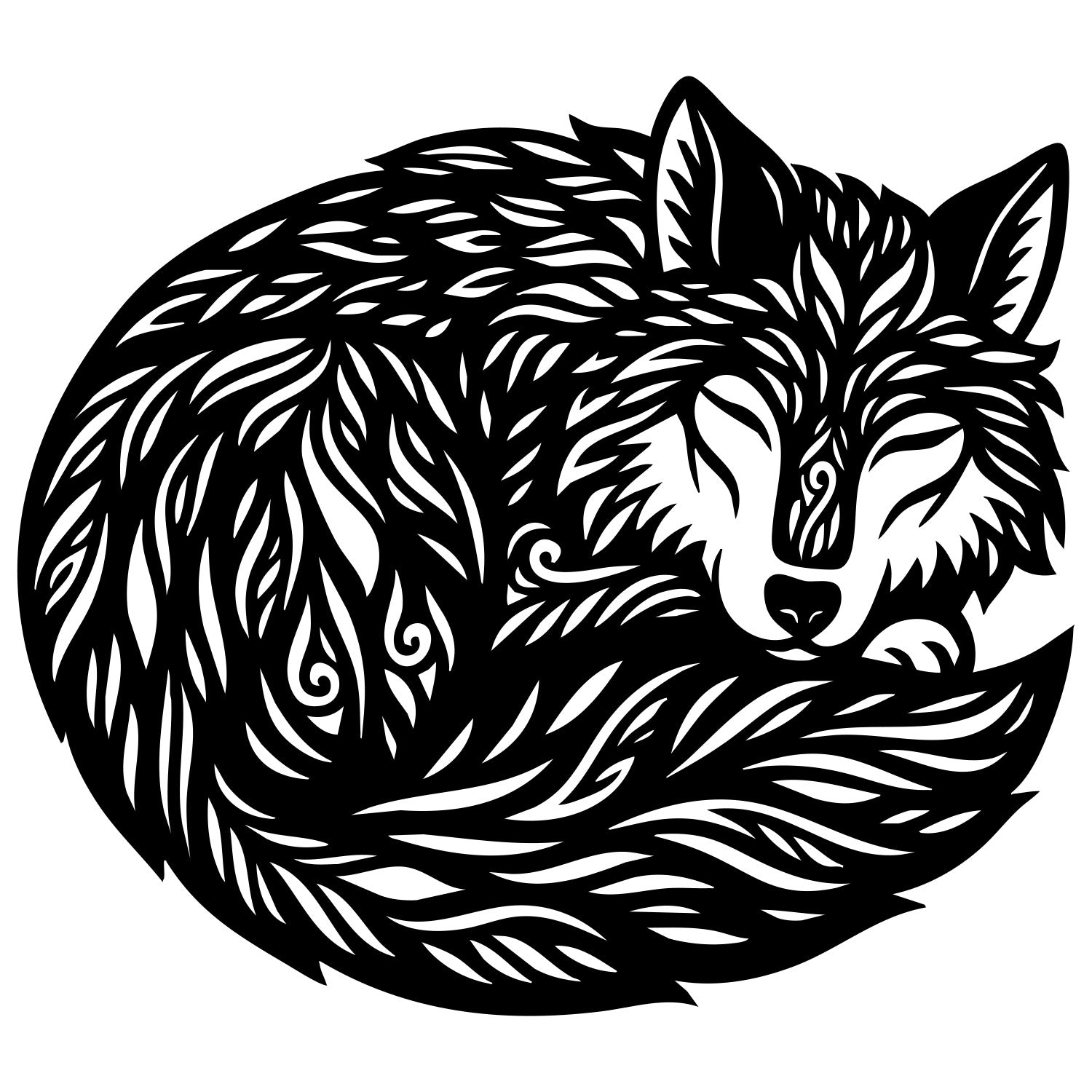 Zentangle Wolf DXF File – CNC Cutting Design | AWWOLF43