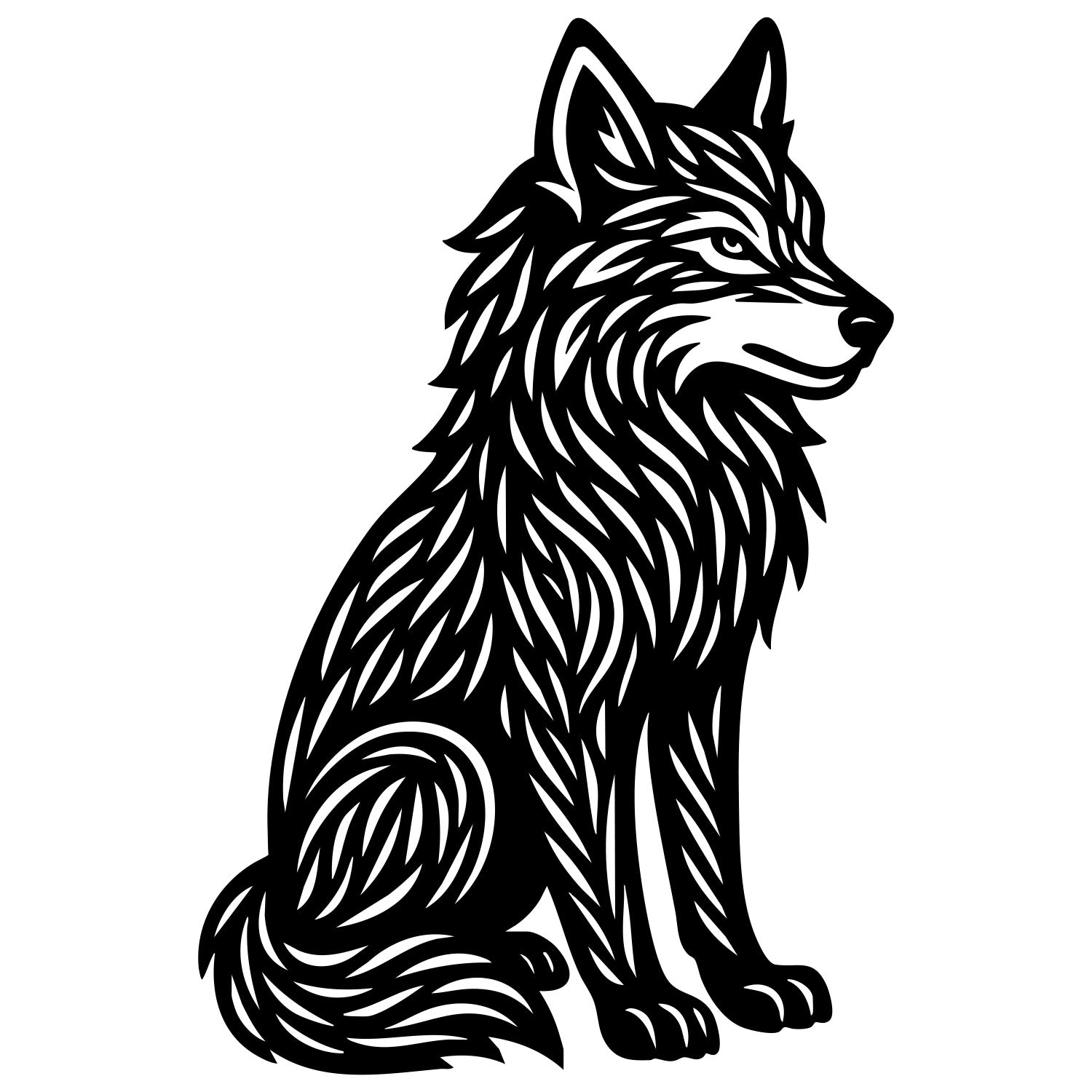 Zentangle Wolf DXF File – CNC Cutting Design | AWWOLF47