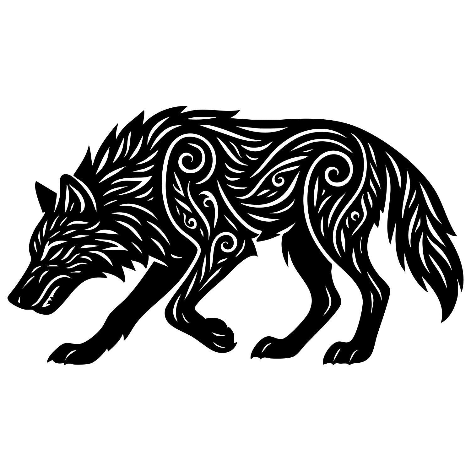 Zentangle Wolf DXF File – CNC Cutting Design | AWWOLF49