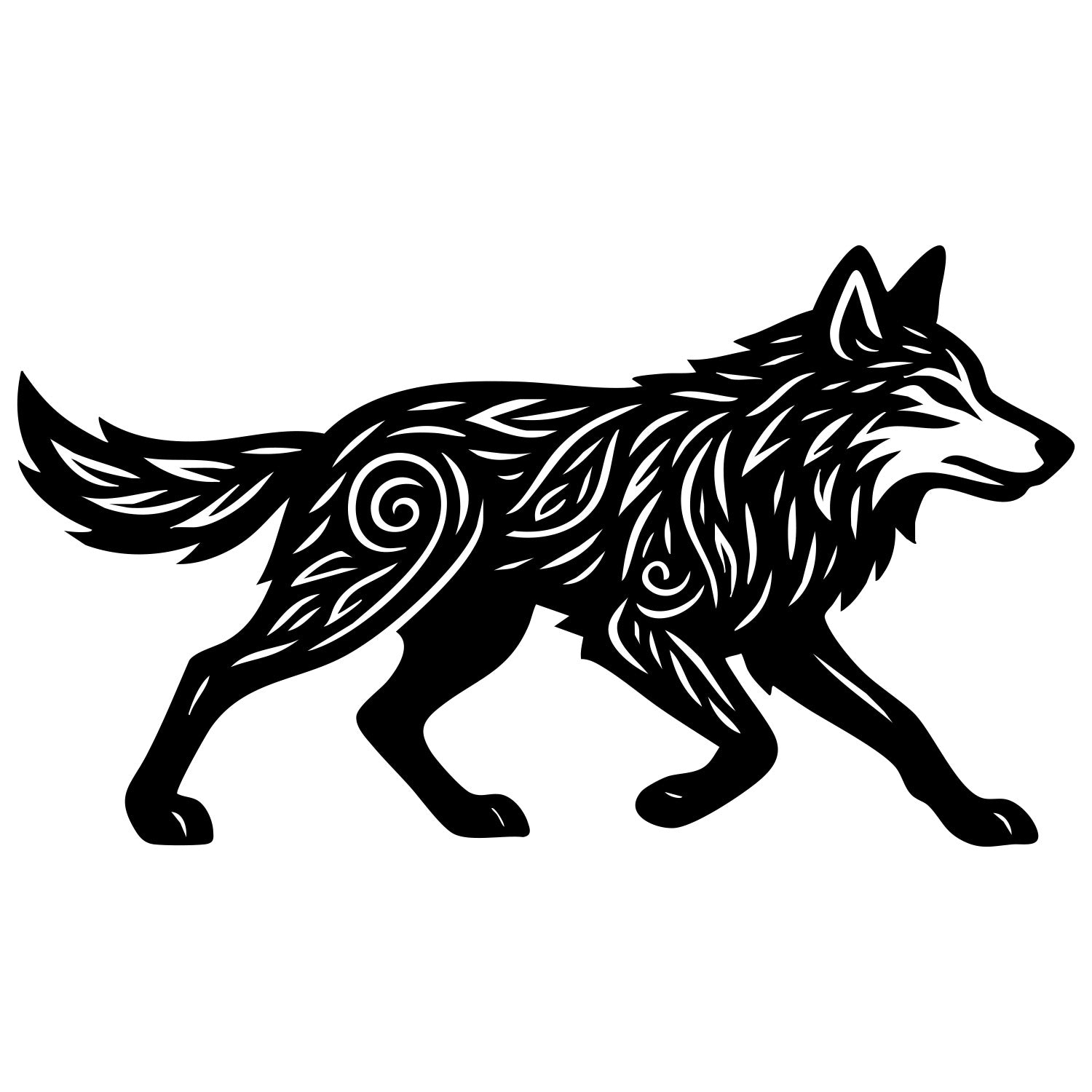 Zentangle Wolf DXF File – CNC Cutting Design | AWWOLF51