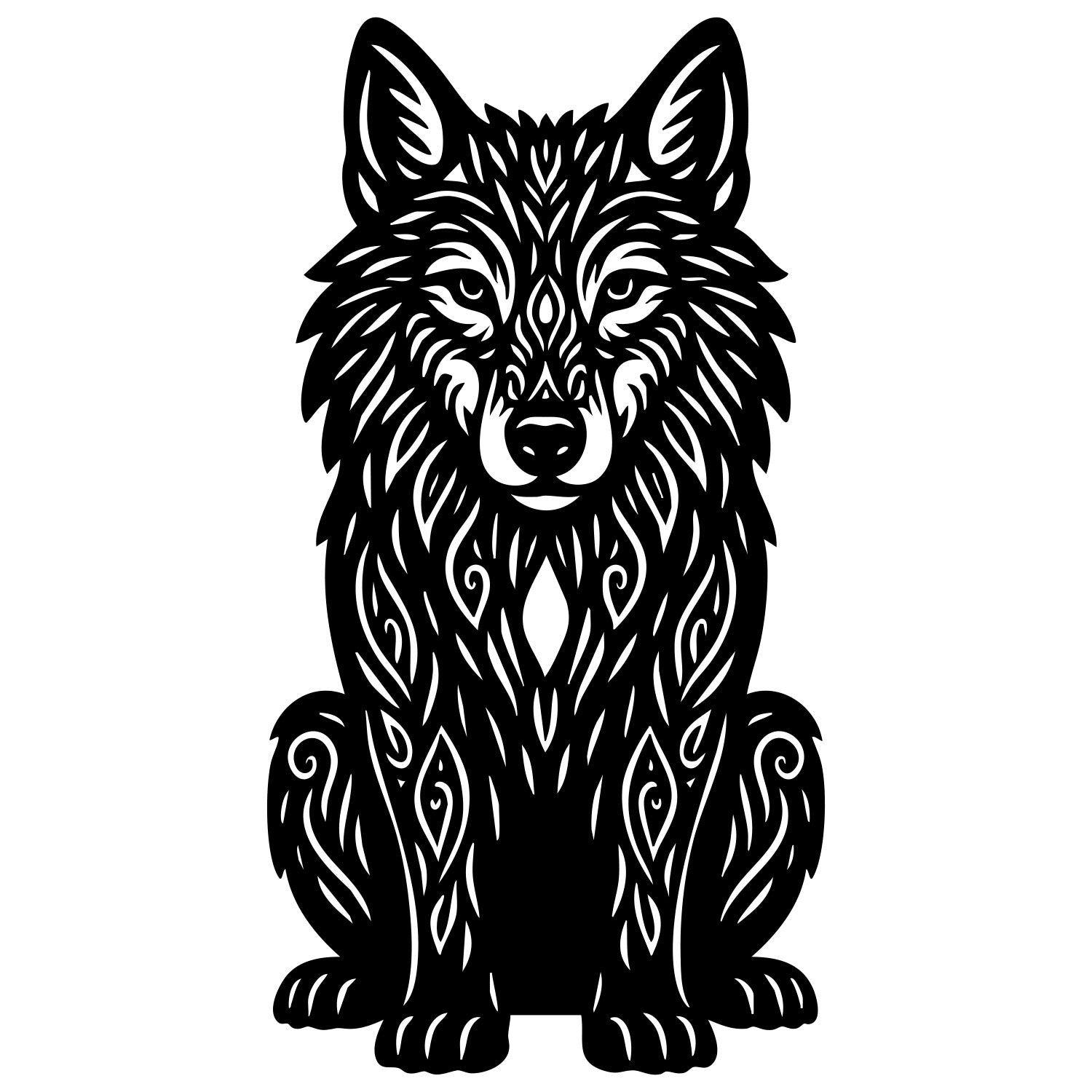 Zentangle Wolf DXF File – CNC Cutting Design | AWWOLF53