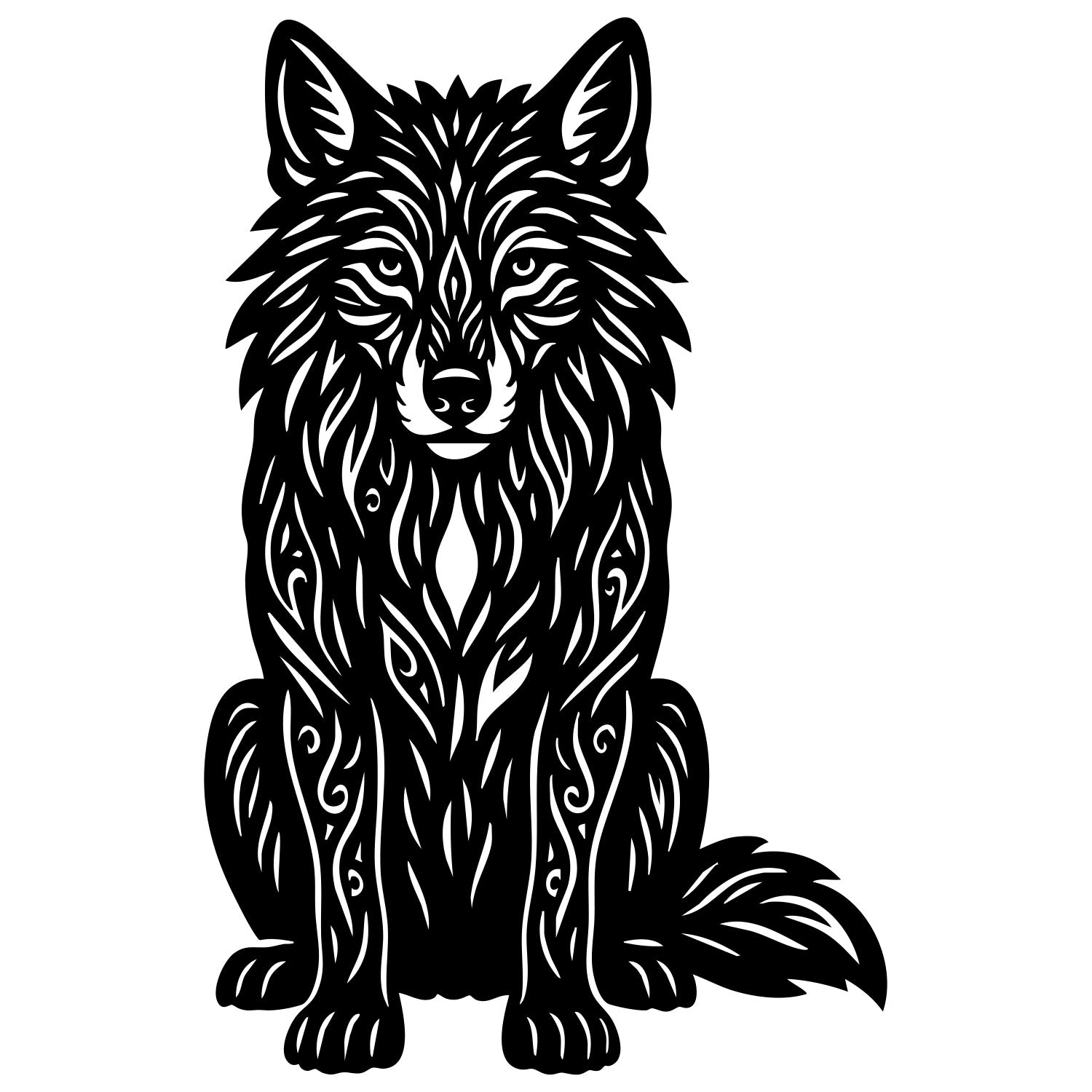 Zentangle Wolf DXF File – CNC Cutting Design | AWWOLF54