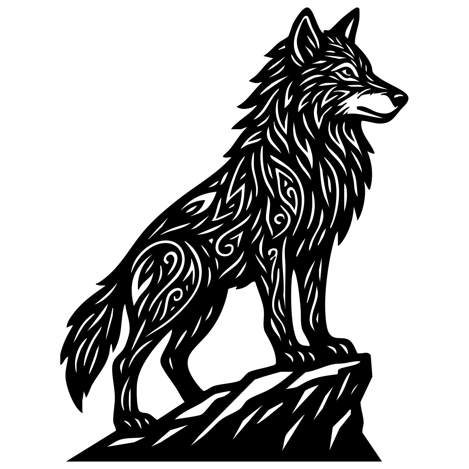 Zentangle Wolf DXF File – CNC Cutting Design | AWWOLF56